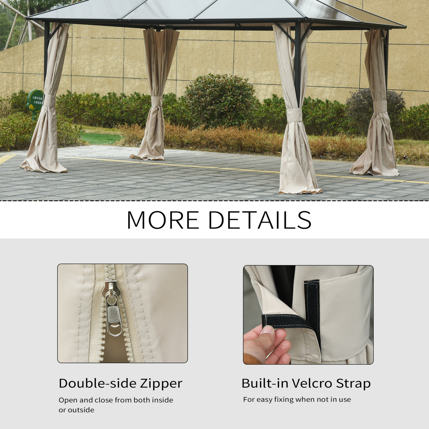 Outsunny 4 Pack Universal Gazebo Replacement Sidewalls - Durable, Weather-Resistant Privacy Panels for 3 x 4m Gazebo Canopy - Beige MyLibelula