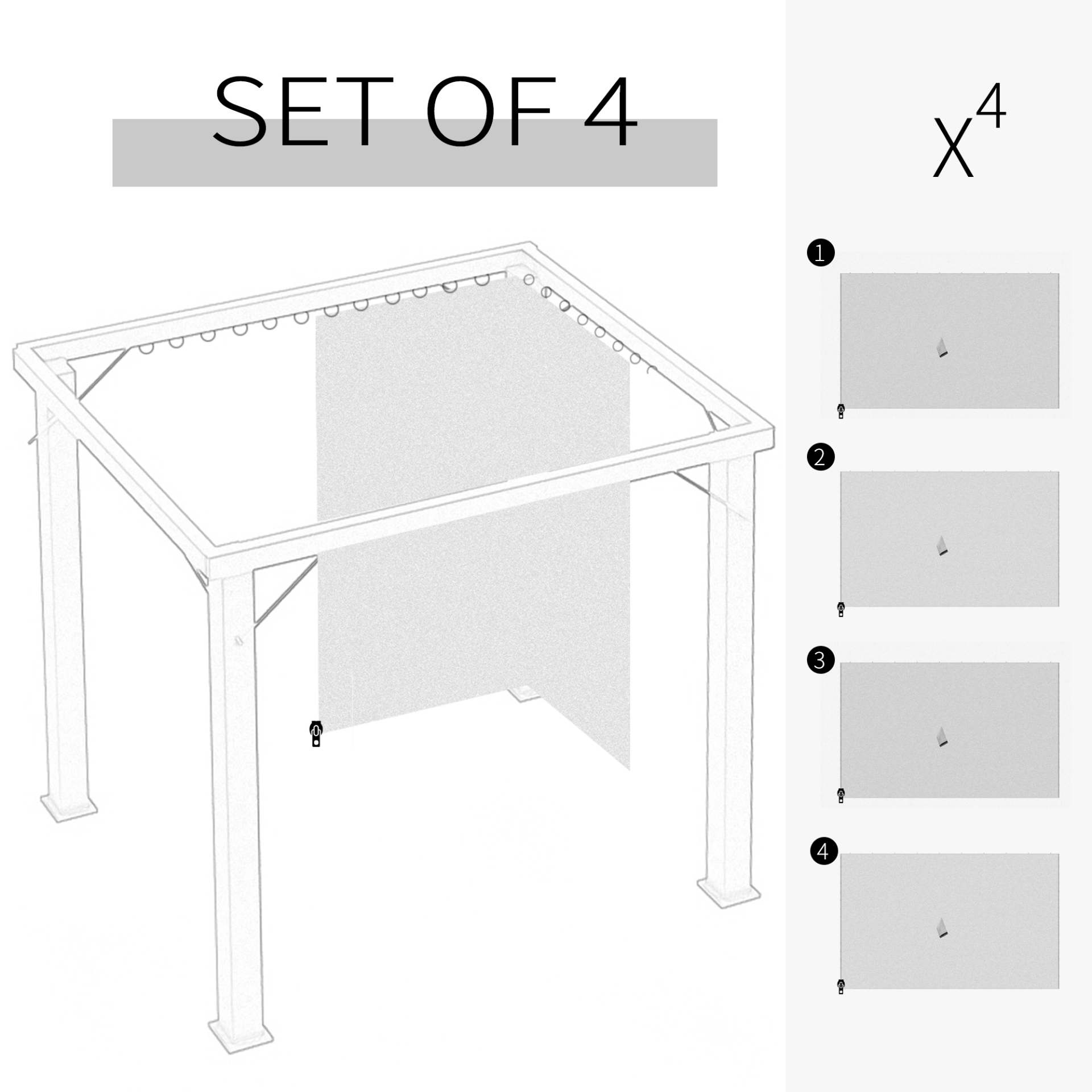 Outsunny 4 Pack Universal Gazebo Replacement Sidewalls - Durable, Weather-Resistant Privacy Panels for 3 x 4m Gazebo Canopy - Beige MyLibelula