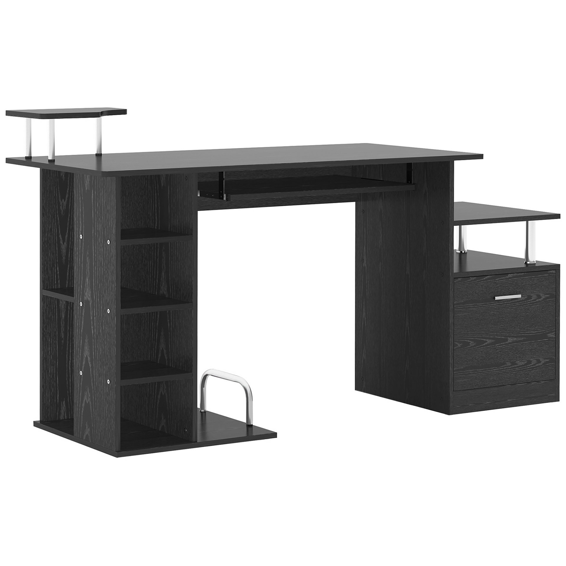 HOMCOM Black Computer Desk PC Workstation with Drawer Shelves and CPU Storage Rack - Home Office Furniture MyLibelula