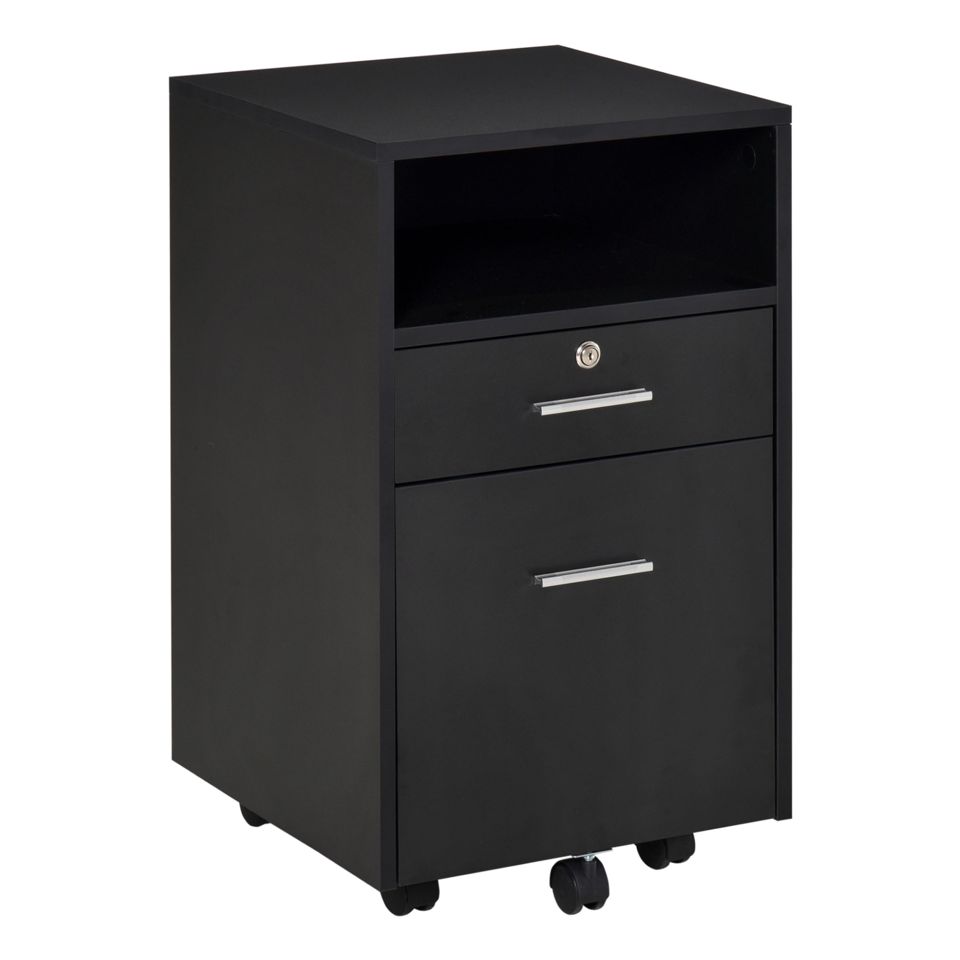 Vinsetto Black Mobile File Cabinet - Lockable Storage Unit for Office, Bedroom & Living Room - 39.5x40x65cm MyLibelula