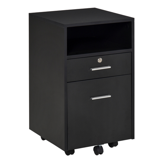 Vinsetto Black Mobile File Cabinet - Lockable Storage Unit for Office, Bedroom & Living Room - 39.5x40x65cm MyLibelula