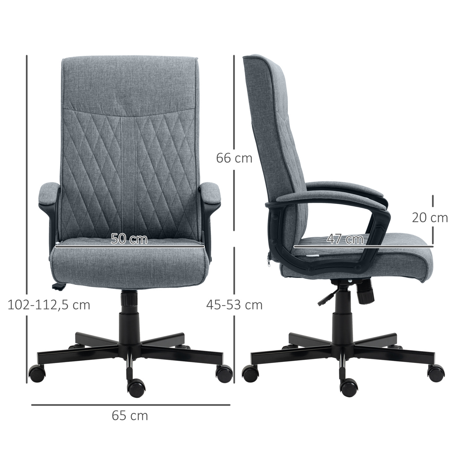 Vinsetto High-Back Home Office Chair, Adjustable Linen Swivel Computer Chair, Dark Grey MyLibelula