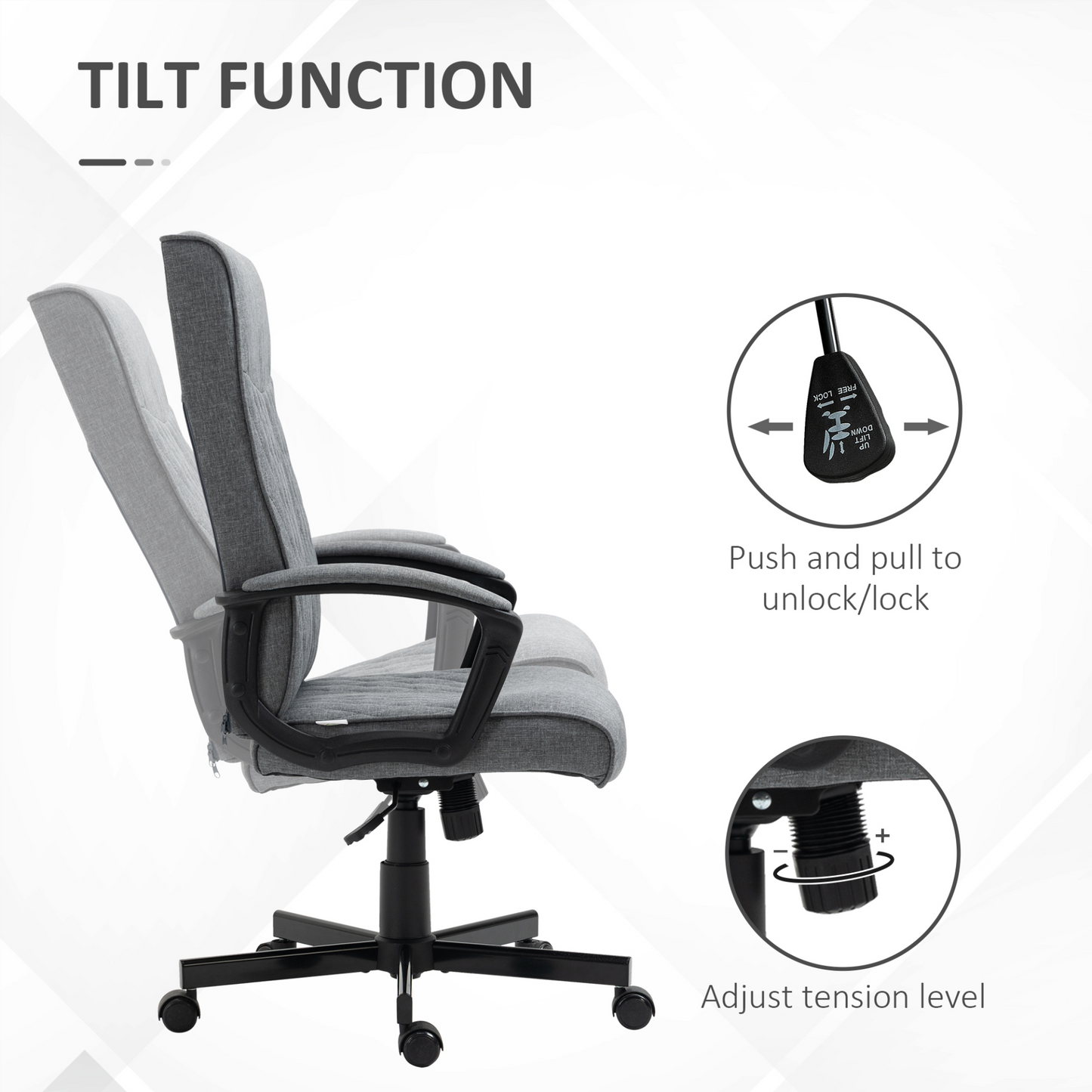 Vinsetto High-Back Home Office Chair, Adjustable Linen Swivel Computer Chair, Dark Grey MyLibelula