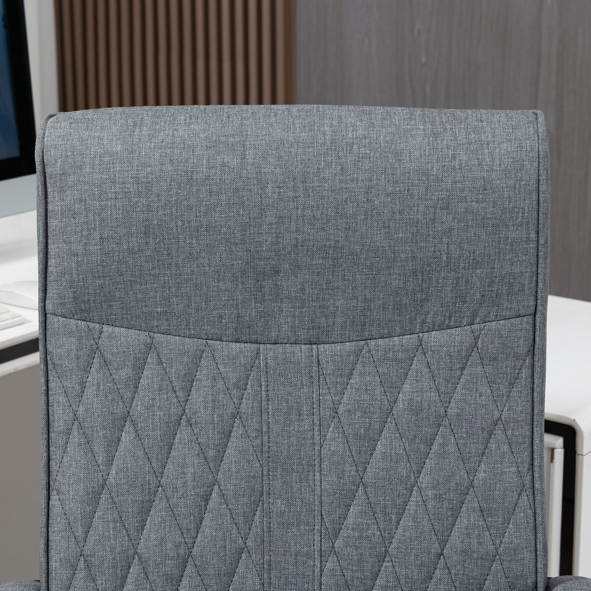 Vinsetto High-Back Home Office Chair, Adjustable Linen Swivel Computer Chair, Dark Grey MyLibelula