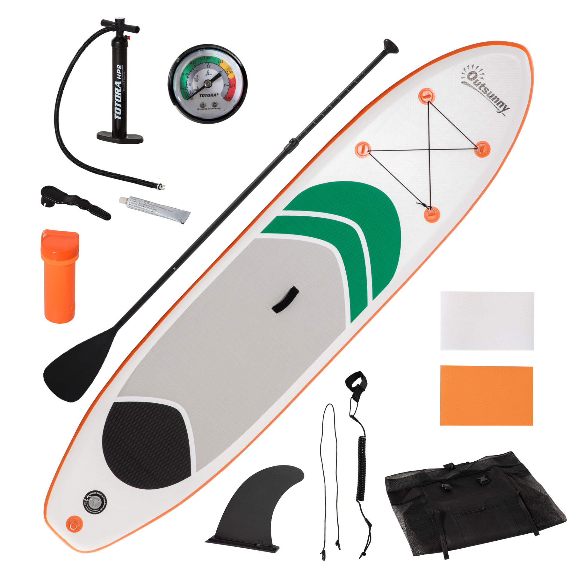 Outsunny Inflatable Non-Slip Paddle Stand Up Board - 10'6" x 30" x 6" with Paddle & Accessories MyLibelula