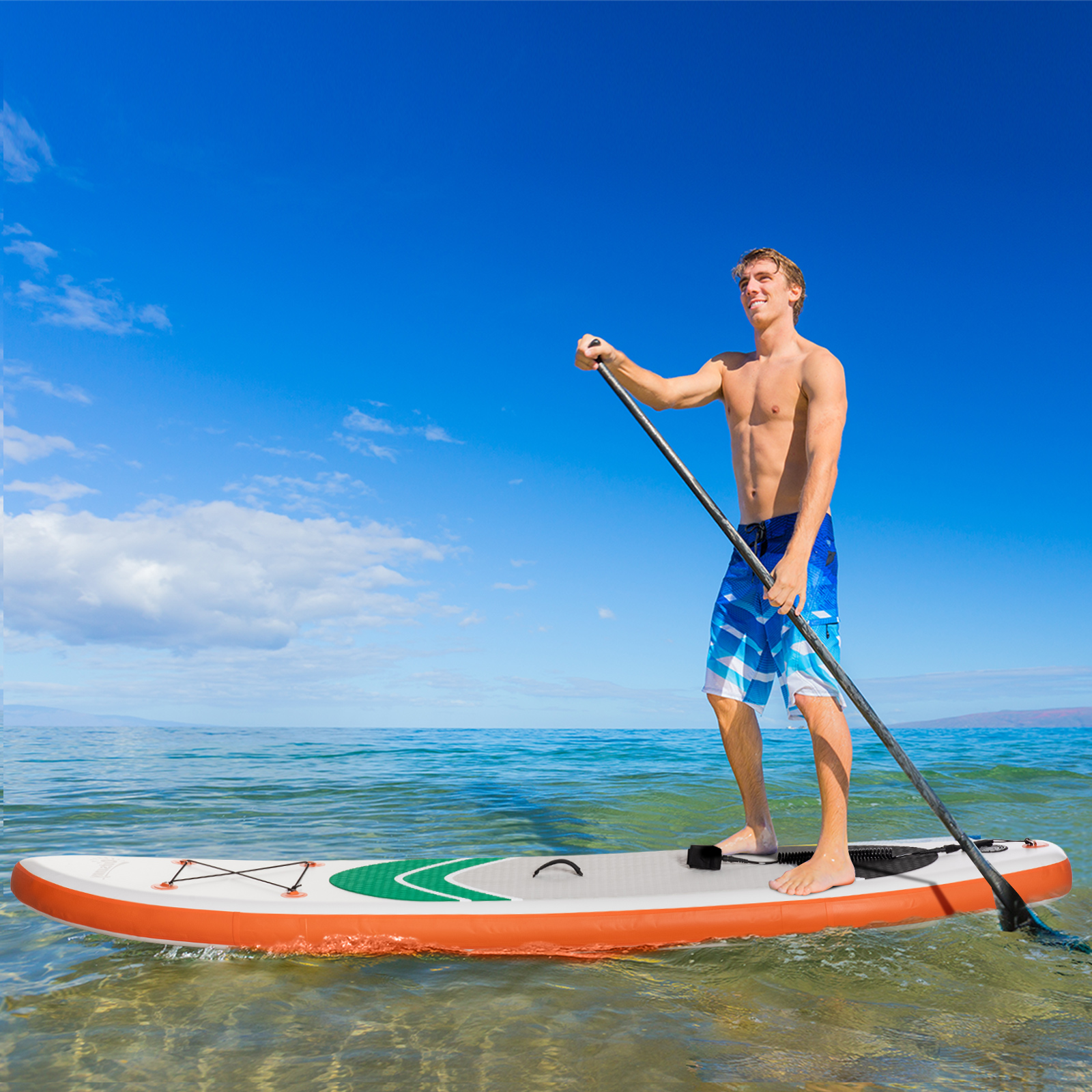 Outsunny Inflatable Non-Slip Paddle Stand Up Board - 10'6" x 30" x 6" with Paddle & Accessories MyLibelula