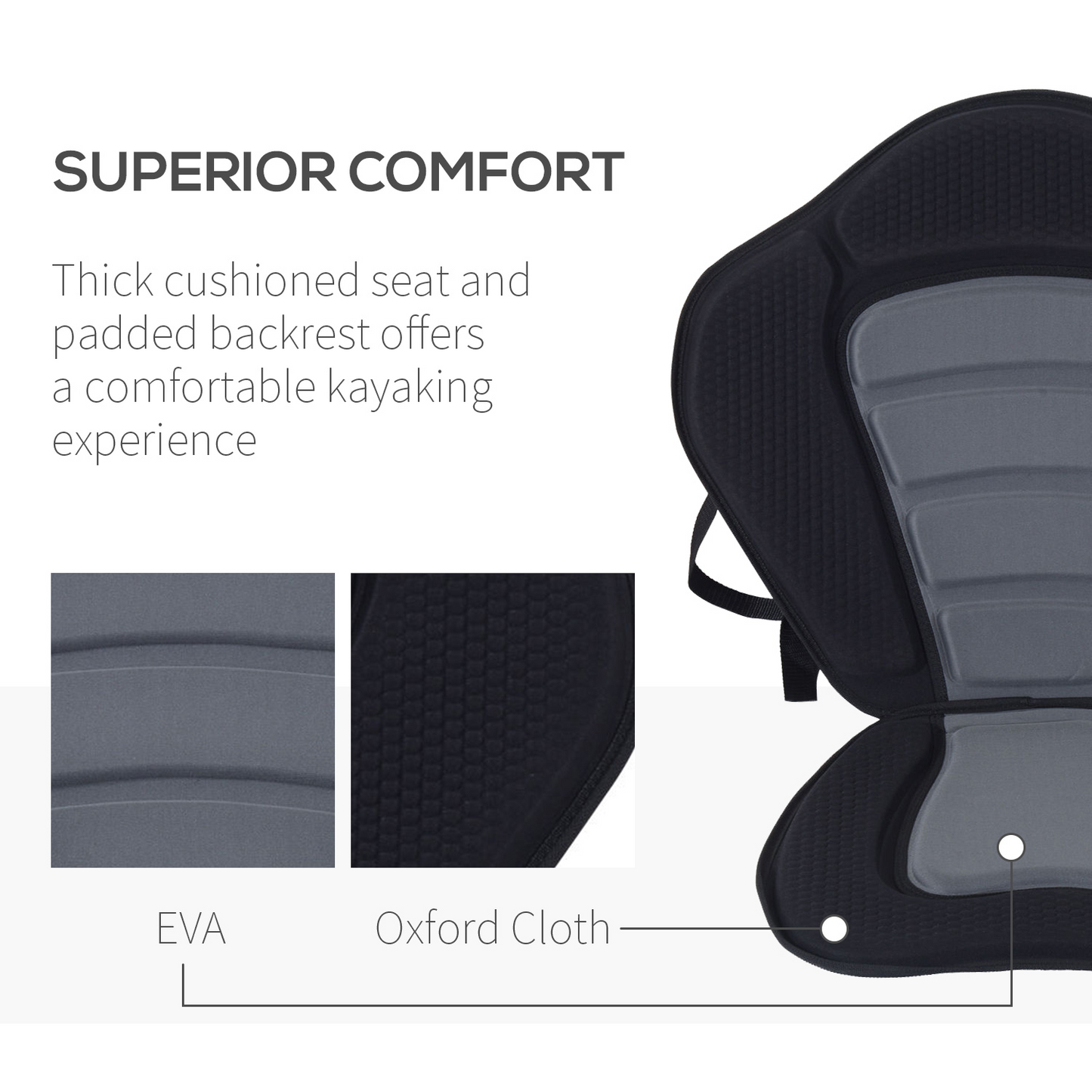 HOMCOM Deluxe Kayak Seat - Sit On Top Padded Backrest, High Back, Detachable, Canoe & Rafting Sports MyLibelula