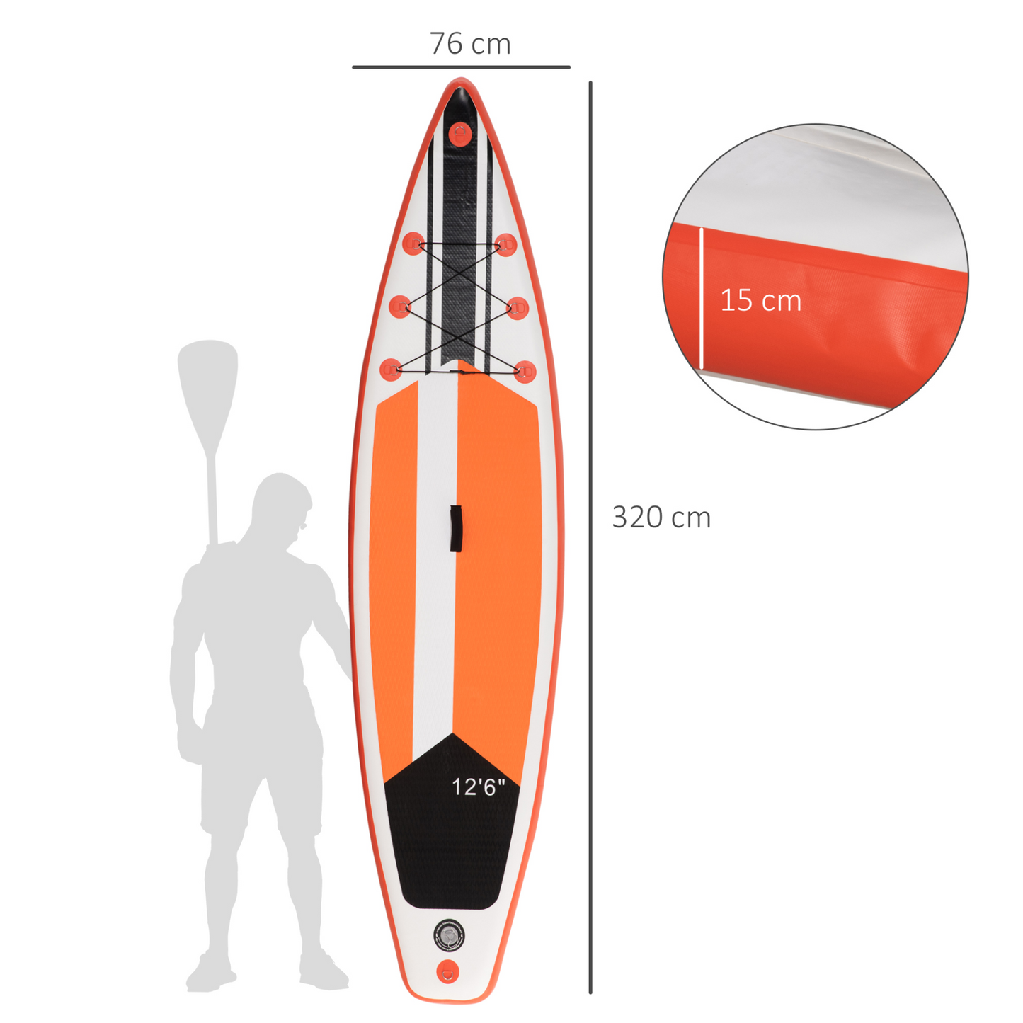 Outsunny 10'6" Inflatable Paddle Board - Adjustable Aluminium Paddle, Non-Slip Deck, ISUP Accessories & Carry Bag - White MyLibelula