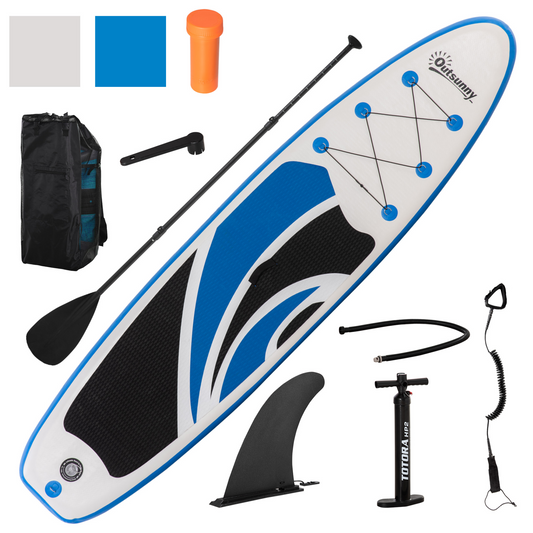 Outsunny 10'6" x 30" x 6" Inflatable Paddle Board with Adjustable Aluminium Paddle, Non-Slip Deck, and ISUP Accessories | Portable SUP Kit with Carry Bag MyLibelula