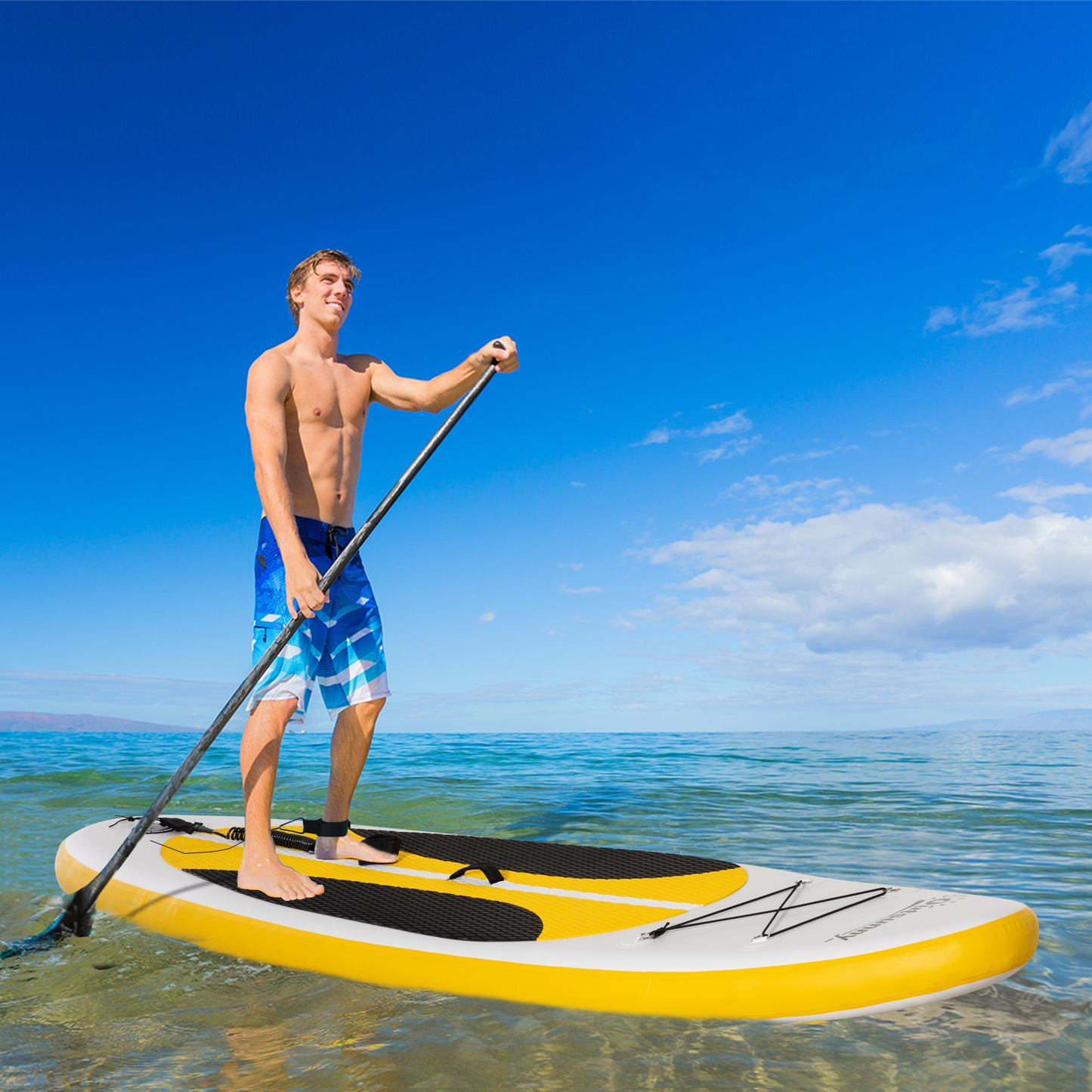 Outsunny 10' Inflatable Paddle Stand Up Board with Adjustable Aluminium Paddle & ISUP Accessories - White MyLibelula