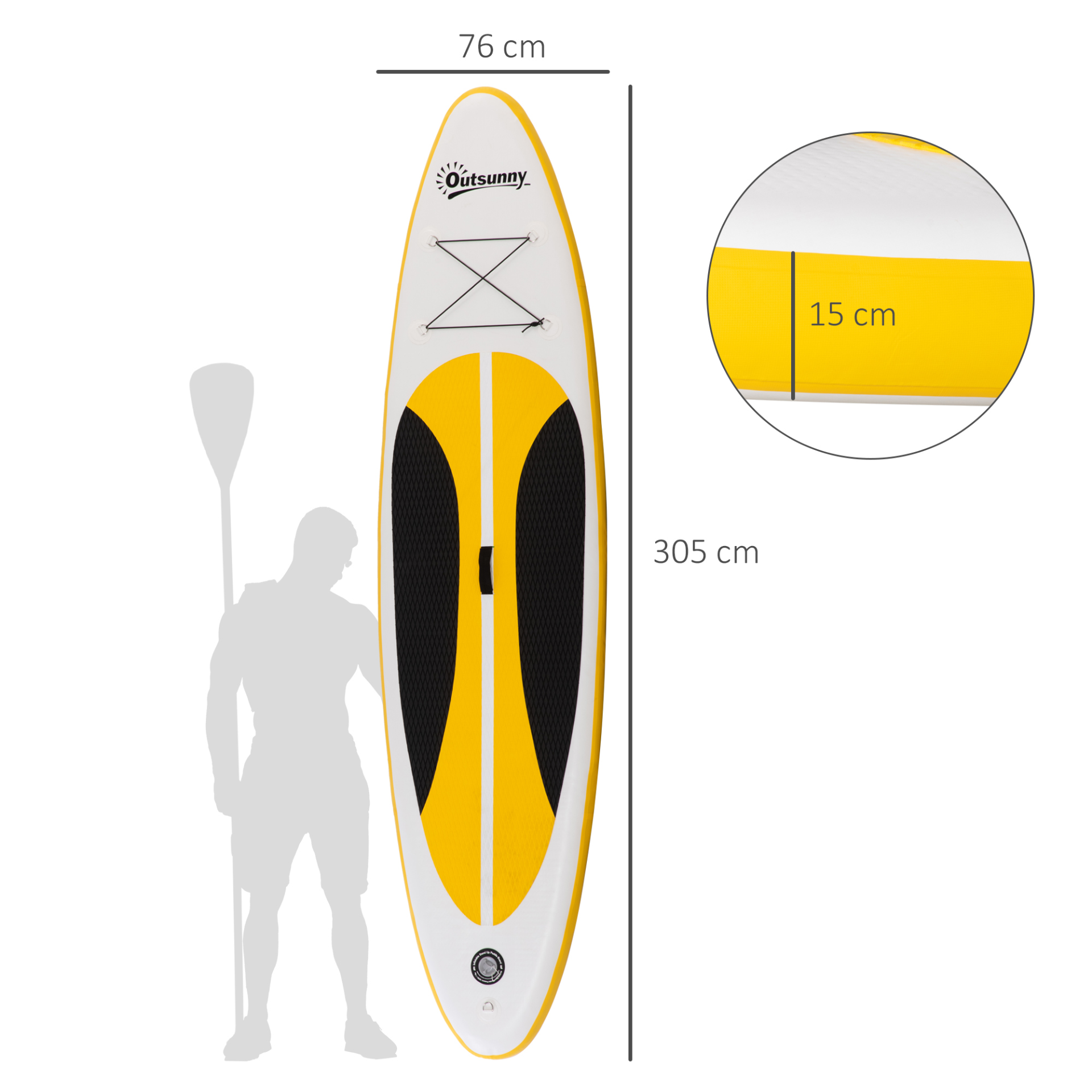 Outsunny 10' Inflatable Paddle Stand Up Board with Adjustable Aluminium Paddle & ISUP Accessories - White MyLibelula