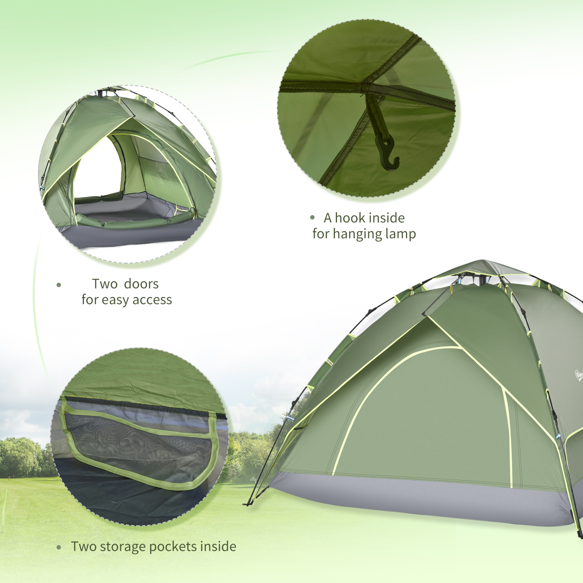 Outsunny 2 Man Pop Up Tent - Portable Double Layer Camping Shelter for Festivals, Hiking, and Family Travel MyLibelula