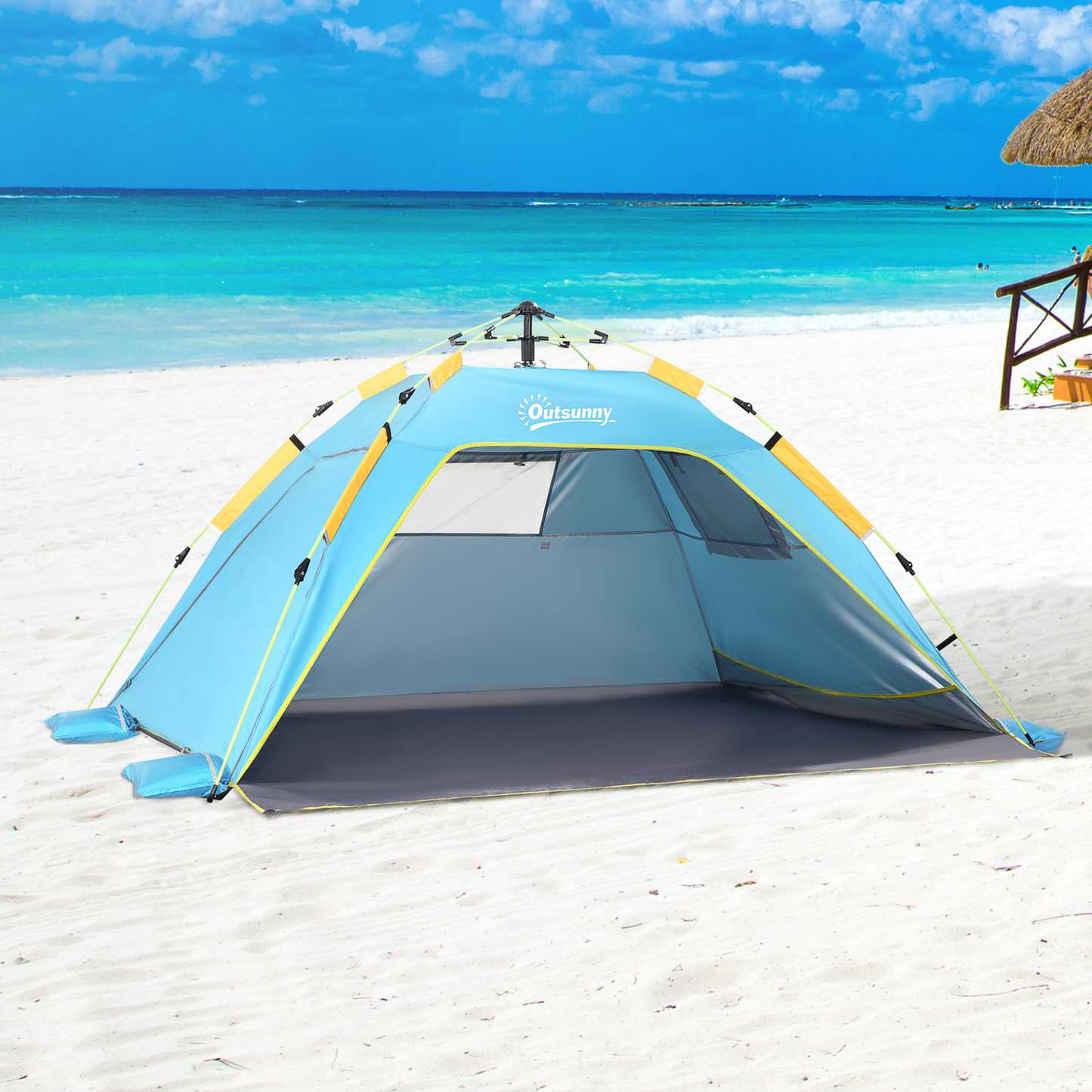 Outsunny 2 Man Pop-up Beach Tent - UV Protection & Waterproof, Light Blue MyLibelula