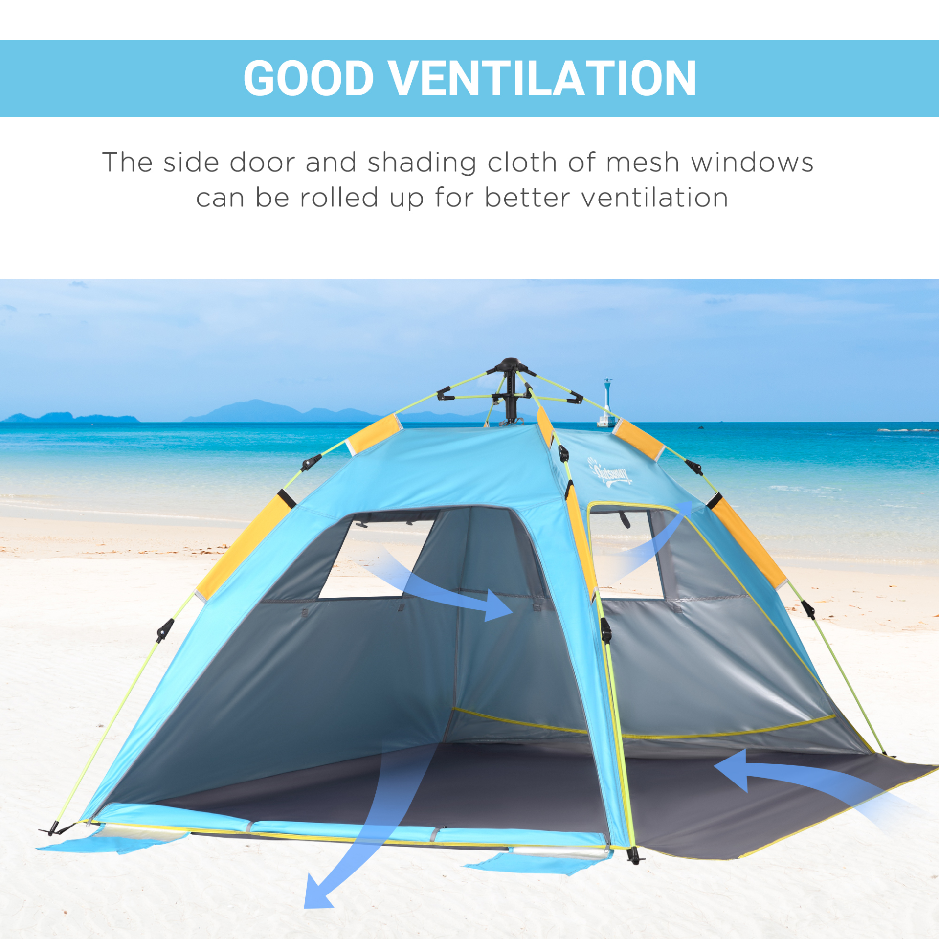 Outsunny 2 Man Pop-up Beach Tent - UV Protection & Waterproof, Light Blue MyLibelula