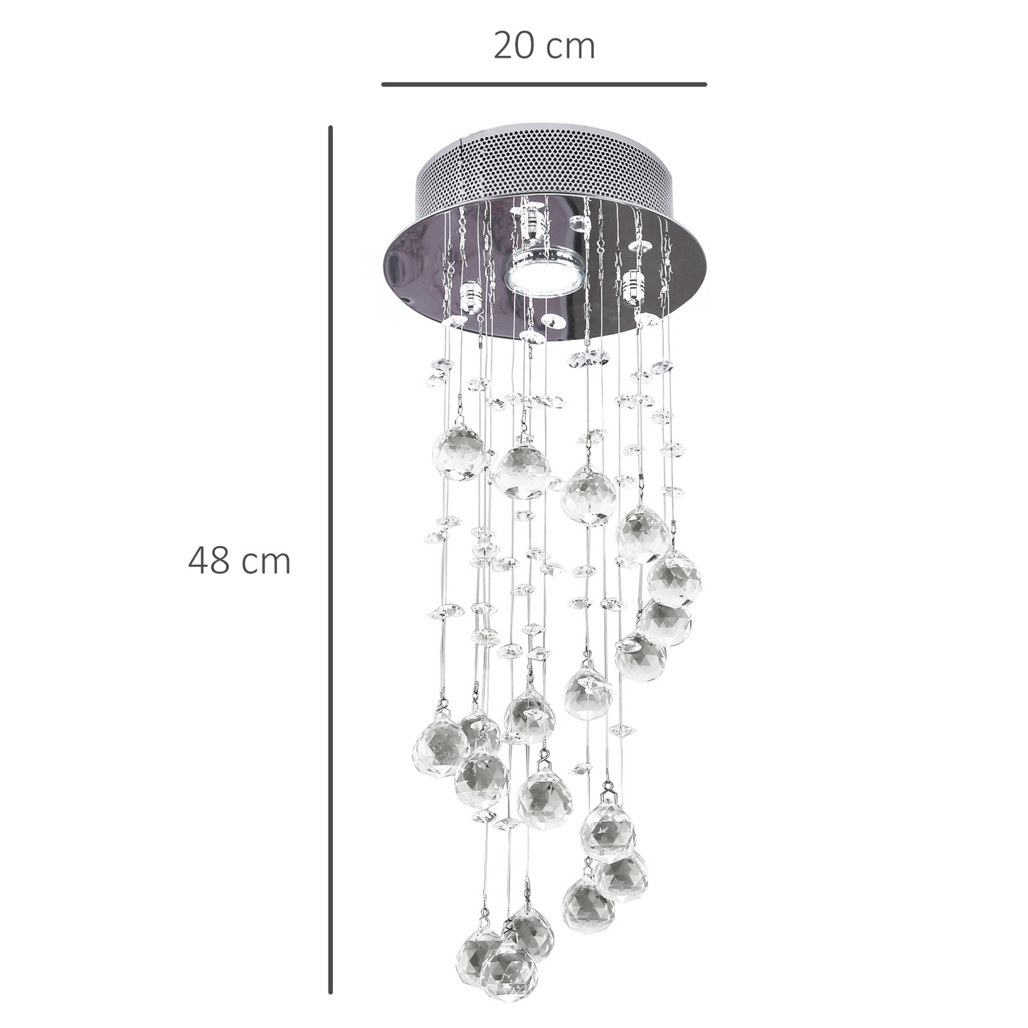 HOMCOM Metal Crystal Ceiling Light Chandelier Elegant Pendant Lamp Living Room Stairway Stairway Spiral Rain Drop Pendant Lamp Silver MyLibelula