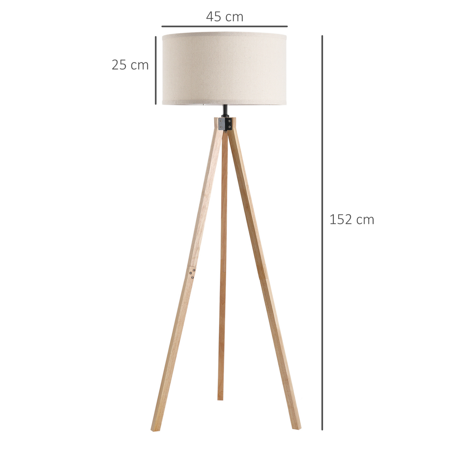 HOMCOM 5FT Elegant Wood Tripod Floor Lamp Free Standing E27 Bulb Lamp Versatile Use For Home Office - Beige MyLibelula