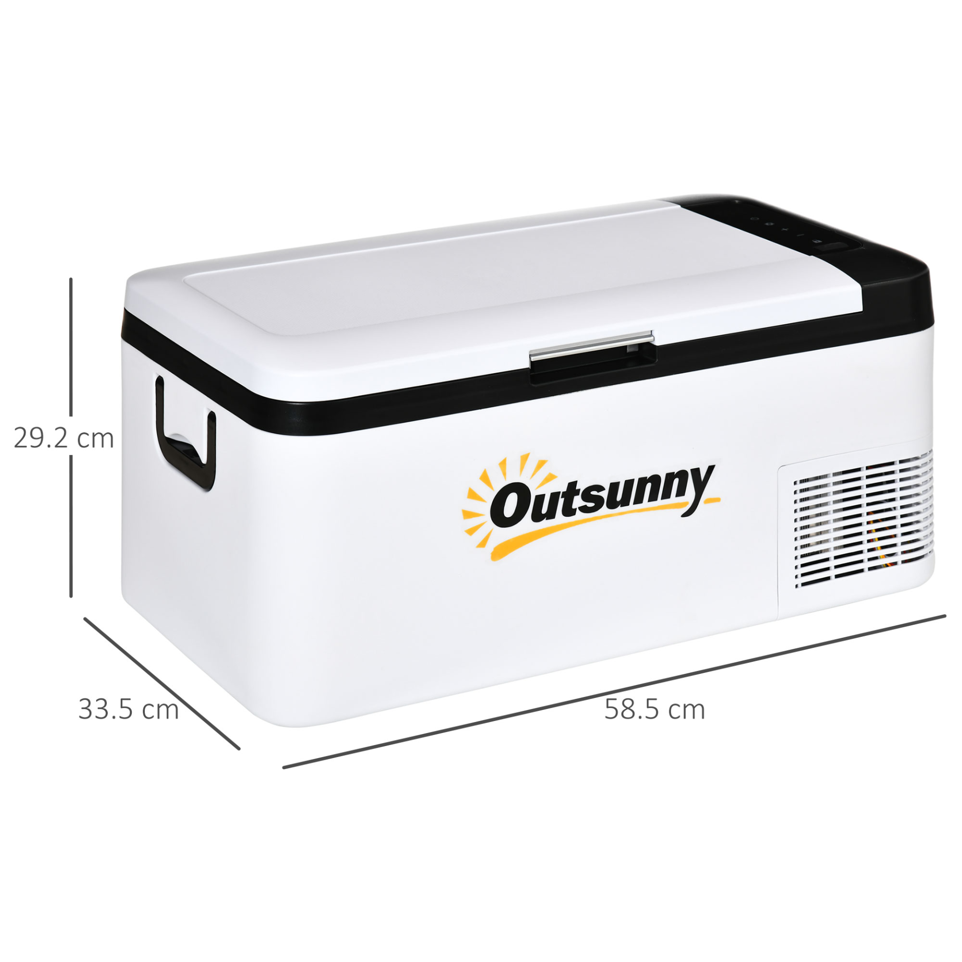 Outsunny 18L Portable 12V Car Refrigerator w/ LED Light & Foldable Handles - Ideal for Campervan, RV, Boat & Travel MyLibelula