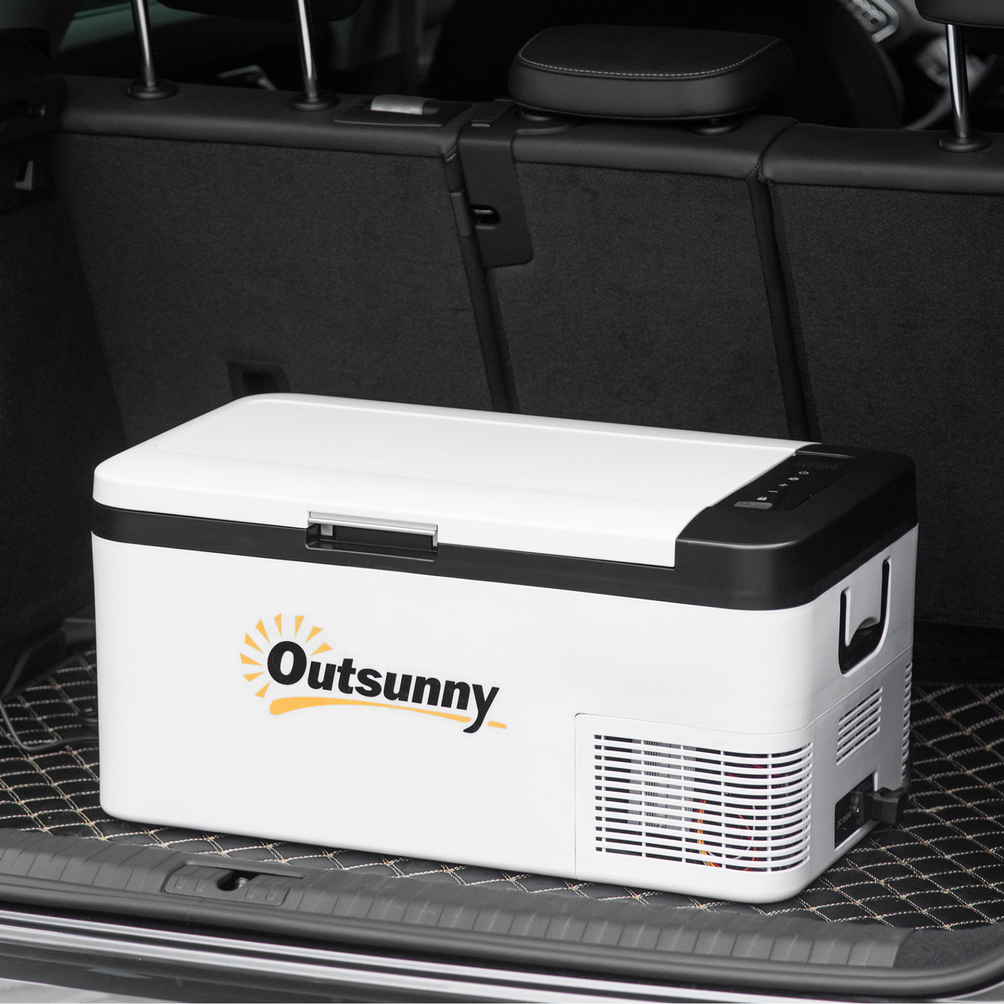 Outsunny 18L Portable 12V Car Refrigerator w/ LED Light & Foldable Handles - Ideal for Campervan, RV, Boat & Travel MyLibelula