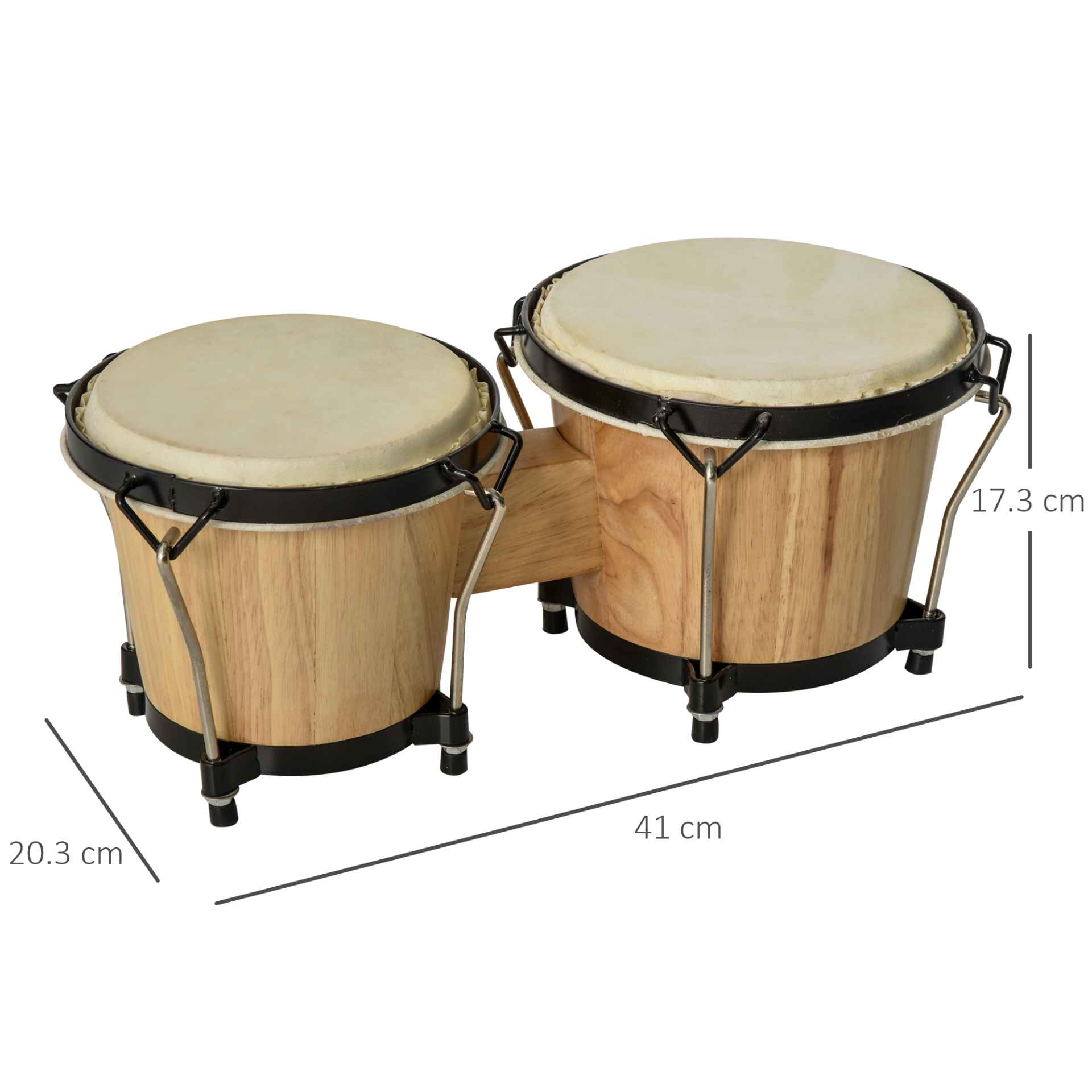 HOMCOM Bongo Drum Set with Sheepskin Drum Heads & Tuning Wrench - Perfect for Kids, Adults, Beginners - Vibrant Sound, Durable Construction MyLibelula