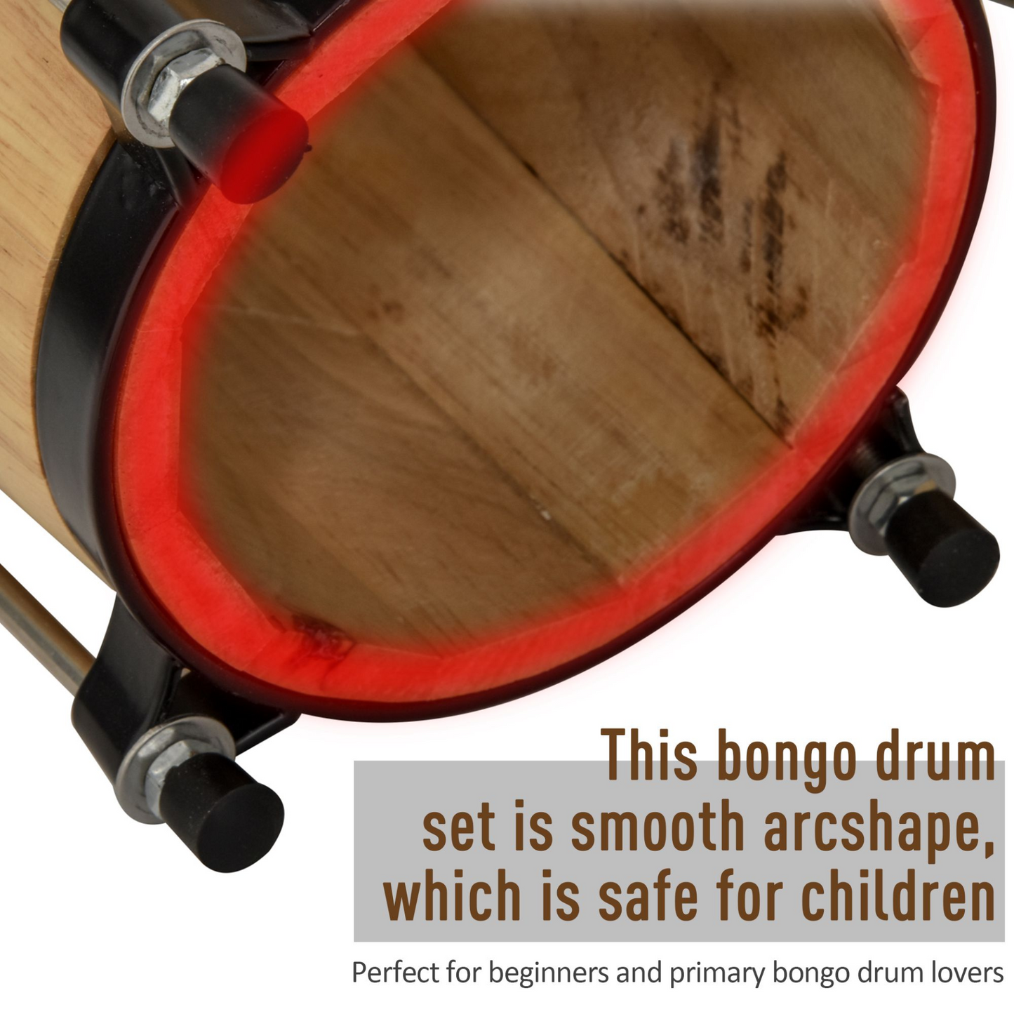 HOMCOM Bongo Drum Set with Sheepskin Drum Heads & Tuning Wrench - Perfect for Kids, Adults, Beginners - Vibrant Sound, Durable Construction MyLibelula