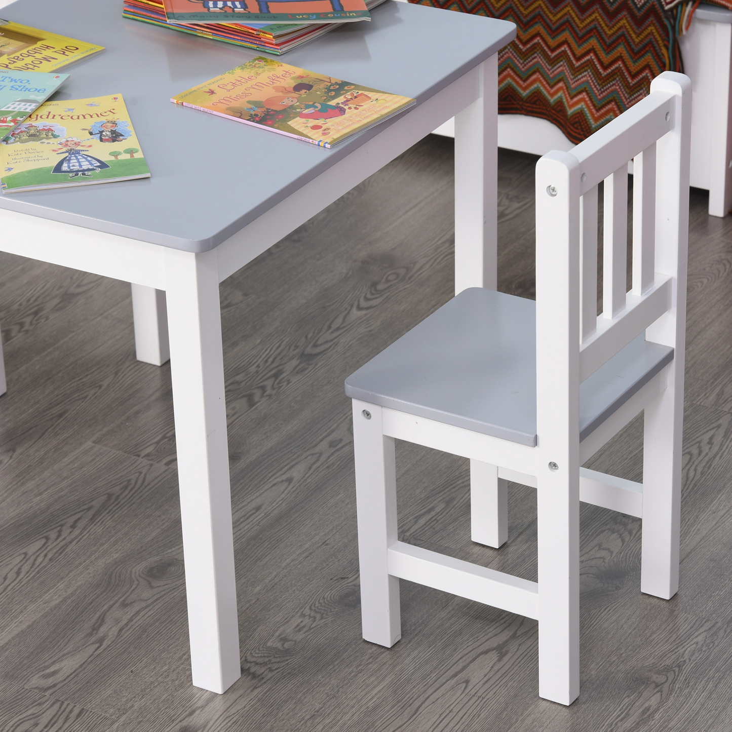 HOMCOM Kids Table and Chair Set 3 Pieces for Toddlers and Preschoolers - Indoor Study, Snack Time & Play - Grey MyLibelula