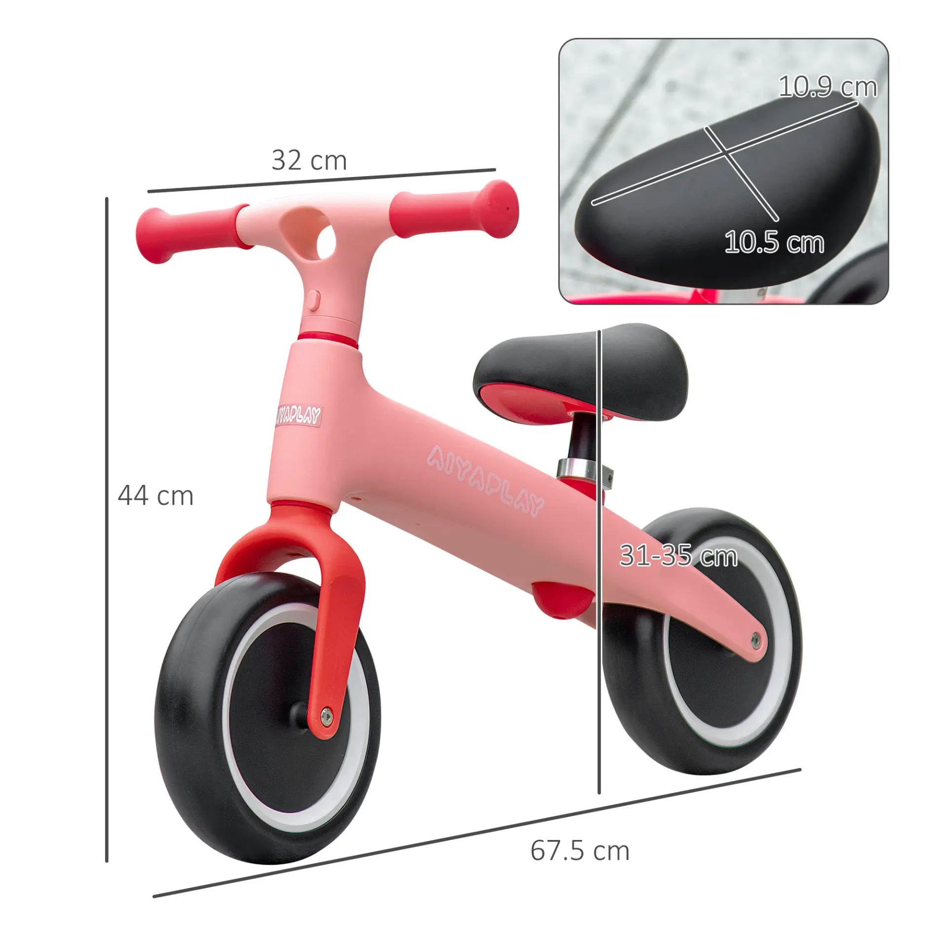 AIYAPLAY Baby Balance Bike - Pink | Toddler Bike Without Pedals, Adjustable Seat for Ages 1.5-3 Years MyLibelula