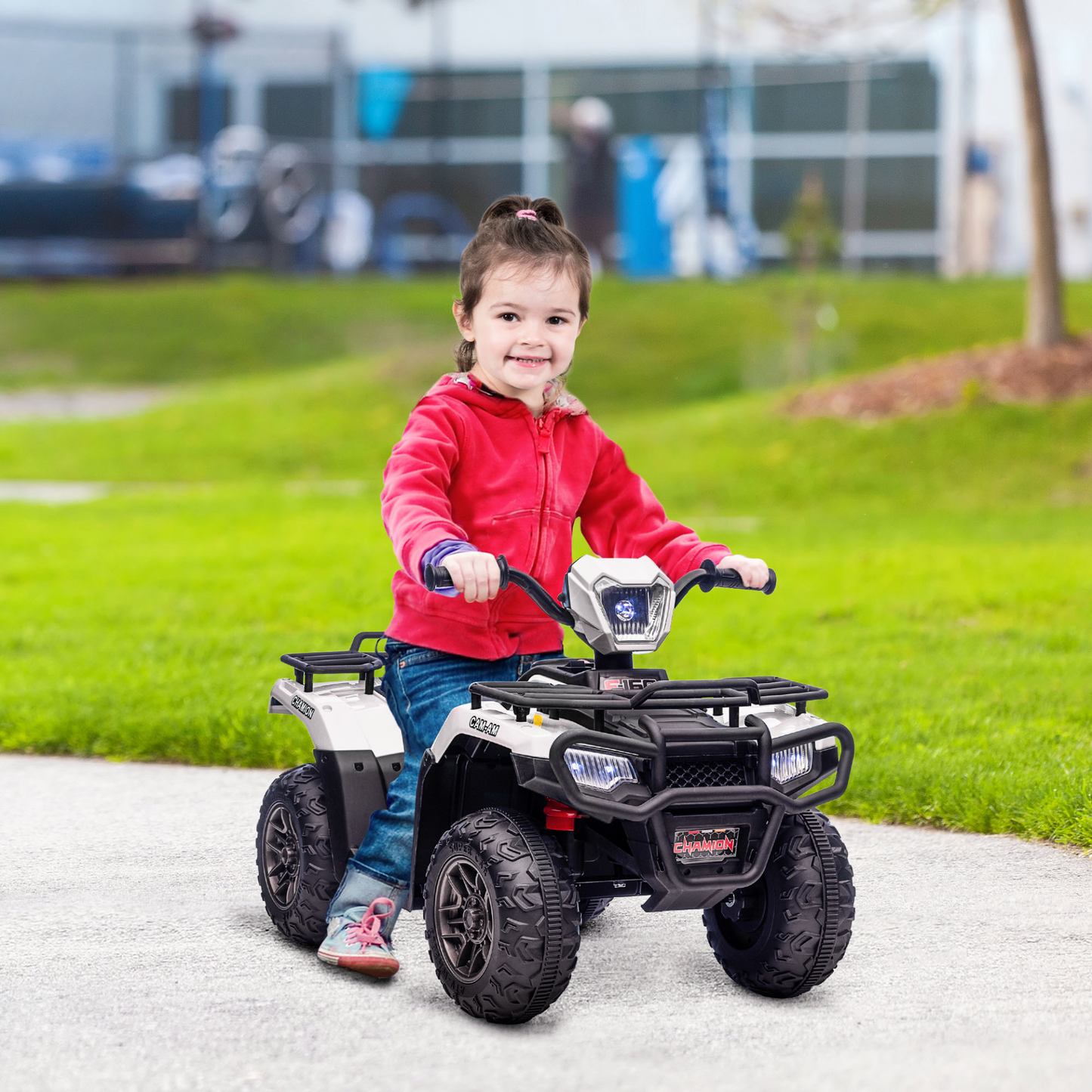 HOMCOM 12V Electric Quad Bike for Kids - Ride-On ATV with Forward, Reverse, Music & LED Headlights - Ages 3-5 - White MyLibelula