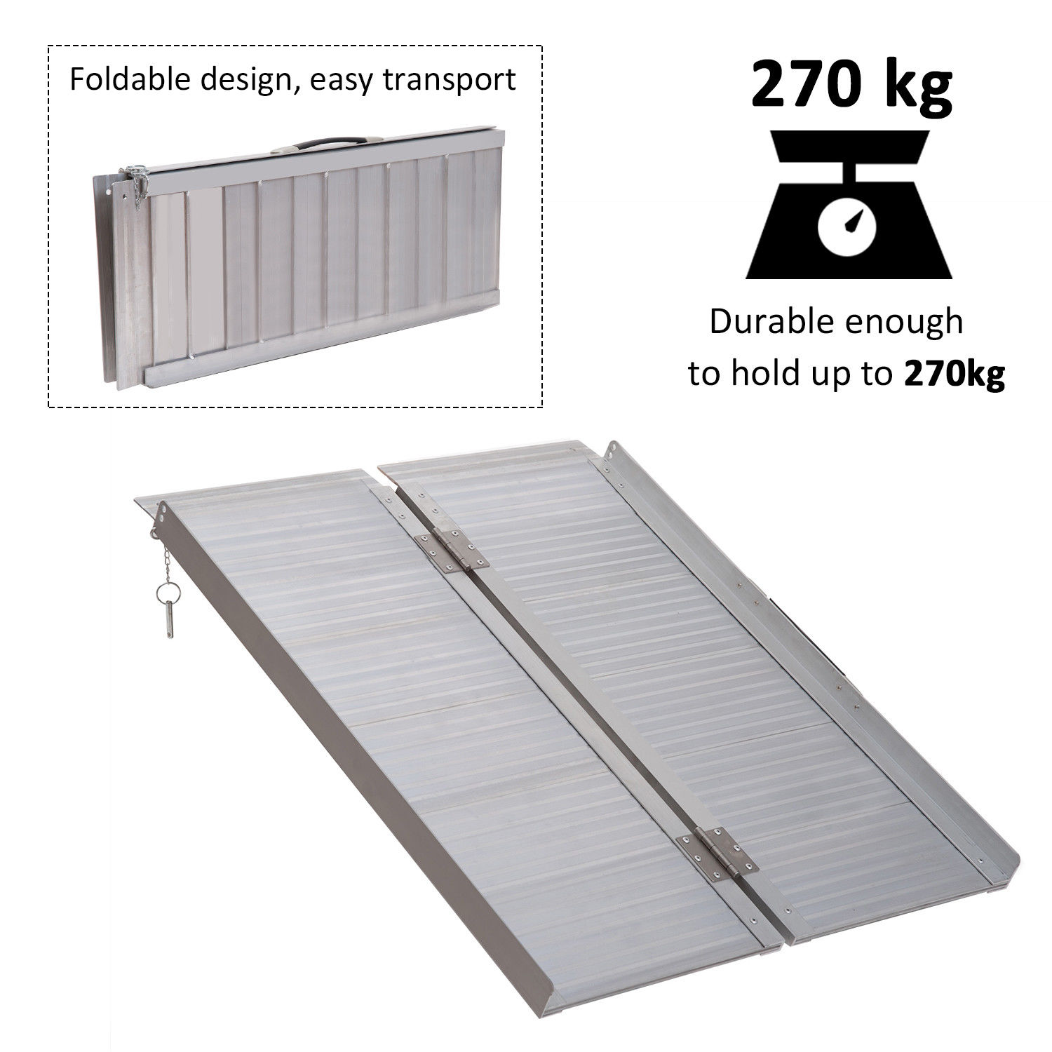 HOMCOM 3ft Folding Aluminum Wheelchair Ramp Scooter Portable Mobility Assist Suitcase Access Aid Disabled MyLibelula