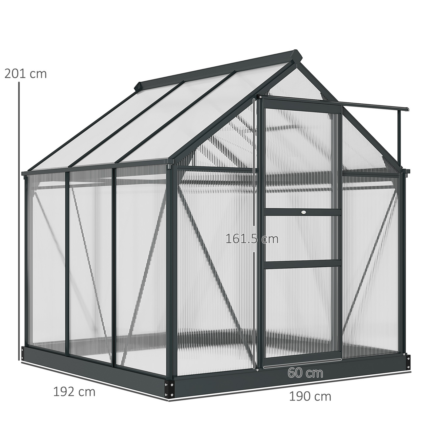 Outsunny Clear Polycarbonate Greenhouse Large Walk-In Green House Garden Plants Grow Galvanized Base Aluminium Frame with Slide Door, 6 x 6ft MyLibelula