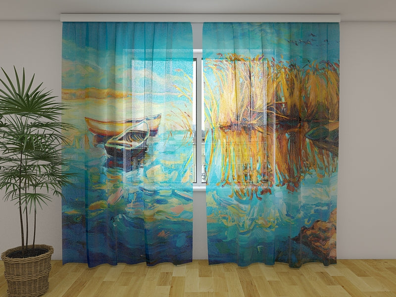 Photo Curtains – Beautiful Lake in Impressionist Style MyLibelula