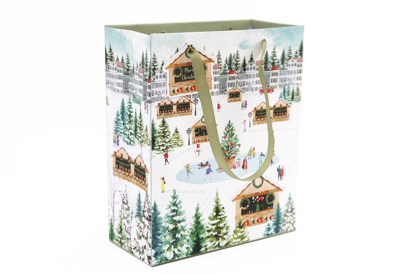 Festive Christmas Market Themed Gift Bag - 34cm | Premium Holiday Gift Wrapping MyLibelula