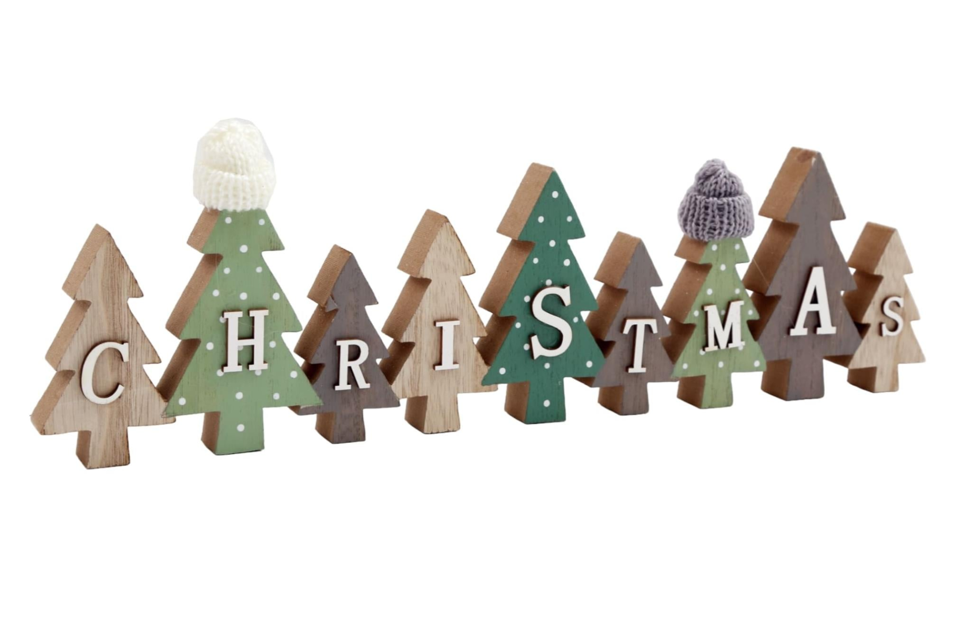 Row of Christmas Trees Decoration With Hats Green MyLibelula