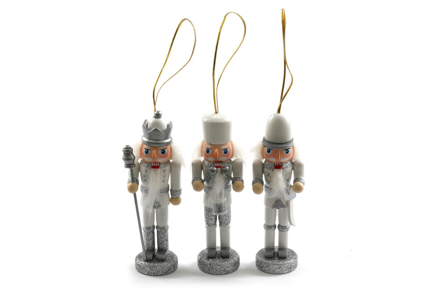 Trio of Silver Nutcracker Tree Decorations - Elegant & Festive Holiday Ornaments MyLibelula