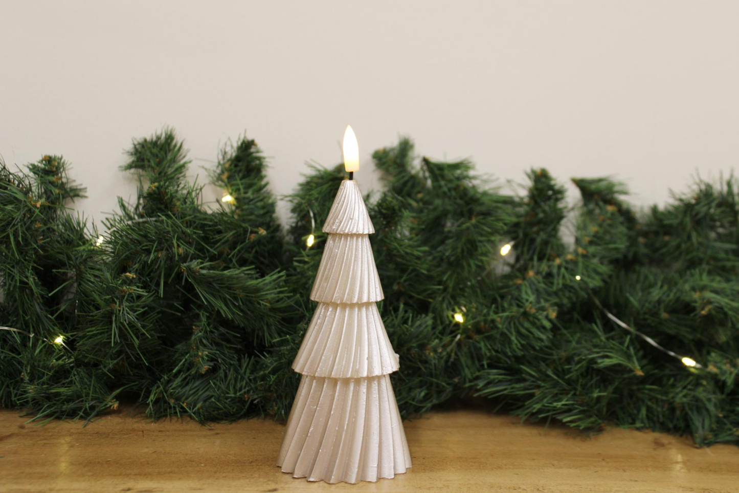 Christmas Tree LED Candle Small - Gold Wax Festive Decoration with CR2032 Battery - Safe & Flameless Holiday Decor MyLibelula