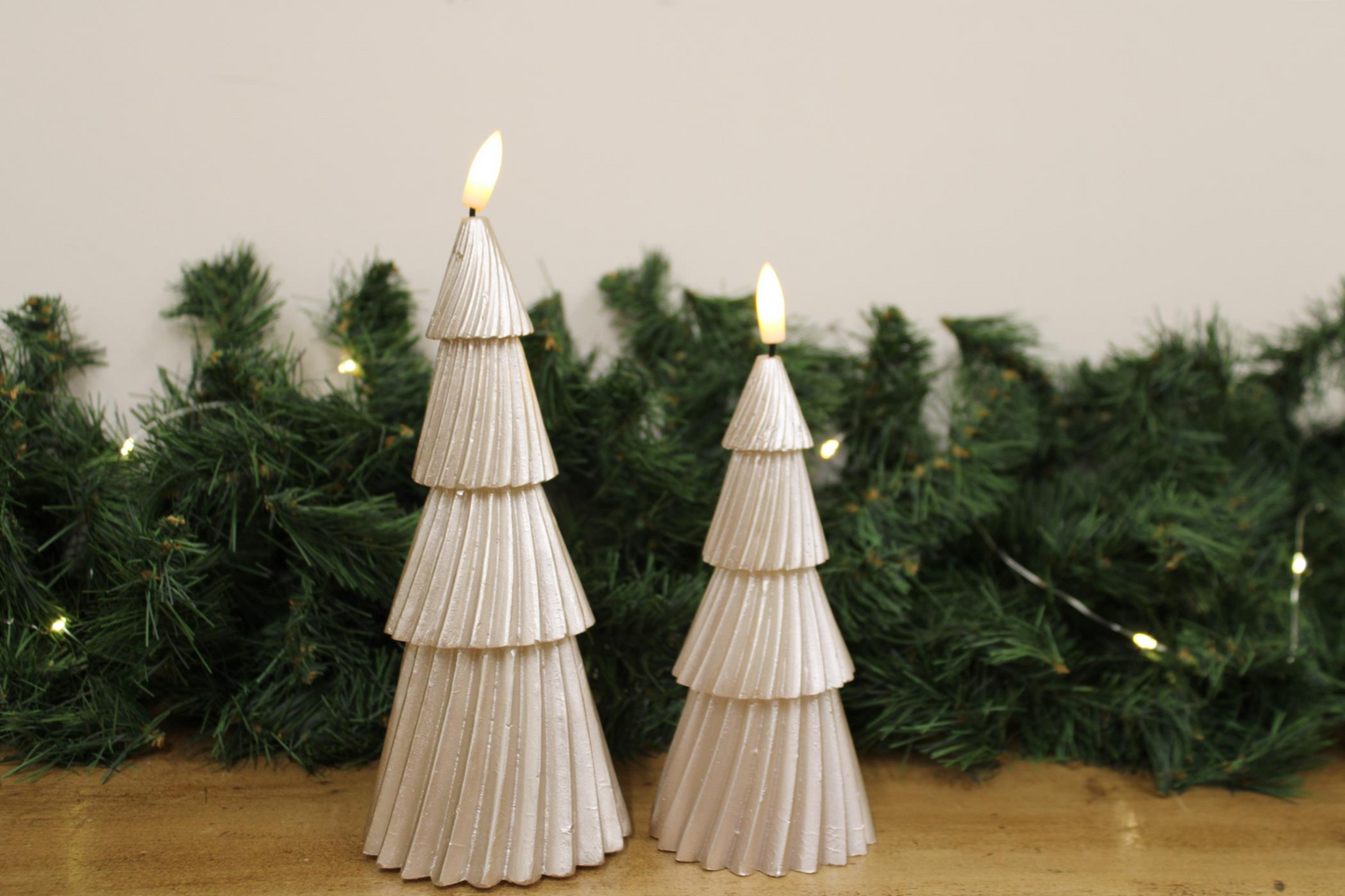 Christmas Tree LED Candle Small - Gold Wax Festive Decoration with CR2032 Battery - Safe & Flameless Holiday Decor MyLibelula