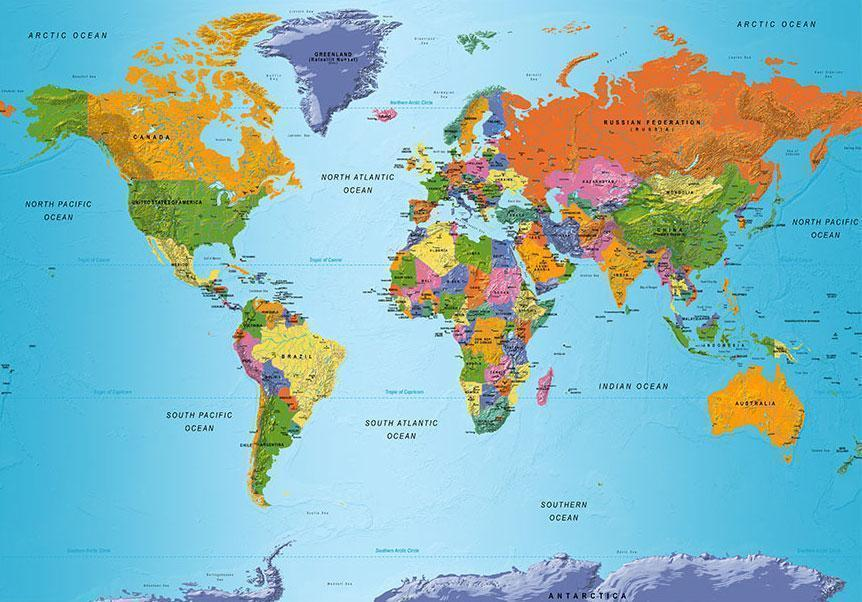 Wallpaper - World Map: Colourful Geography MyLibelula