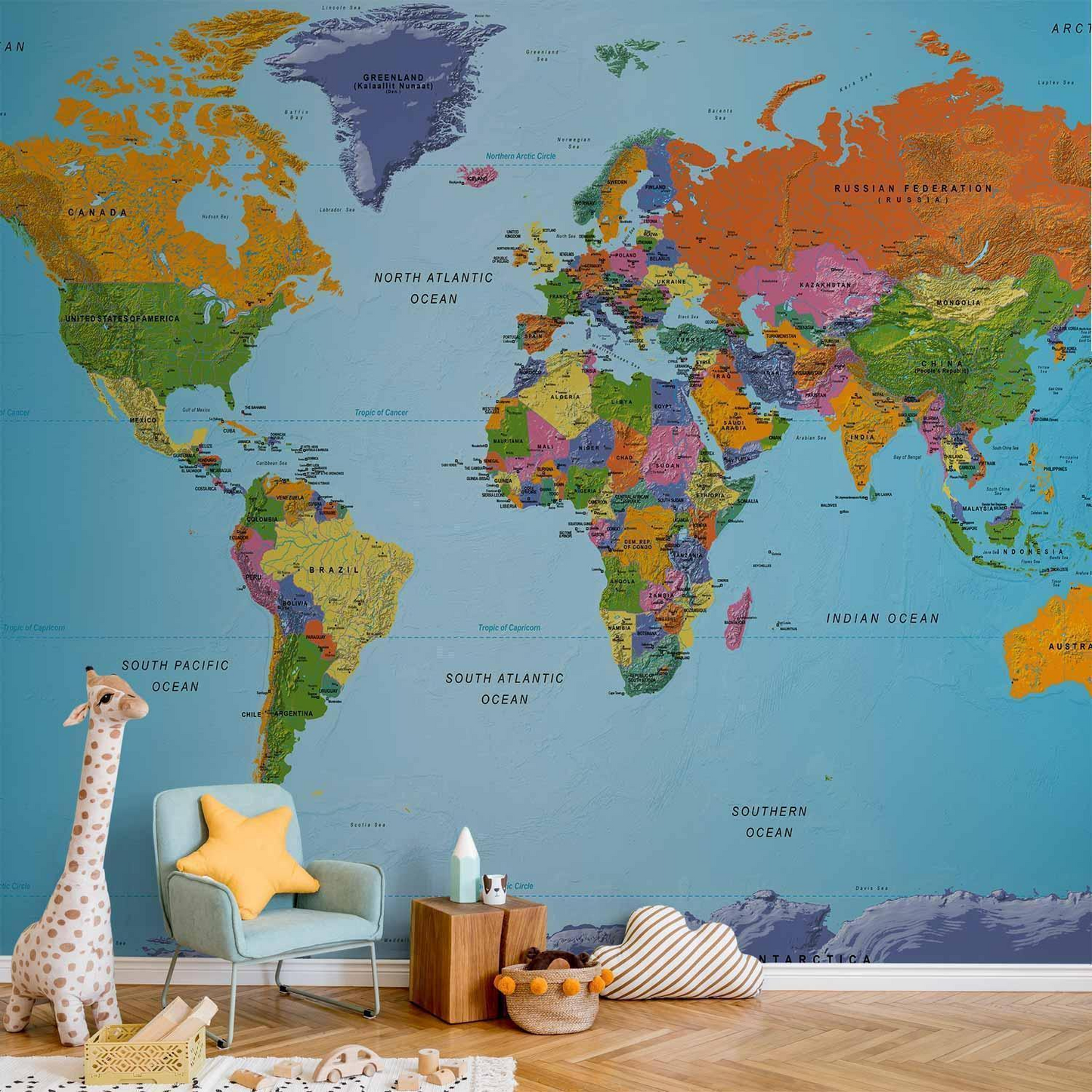 Wallpaper - World Map: Colourful Geography MyLibelula