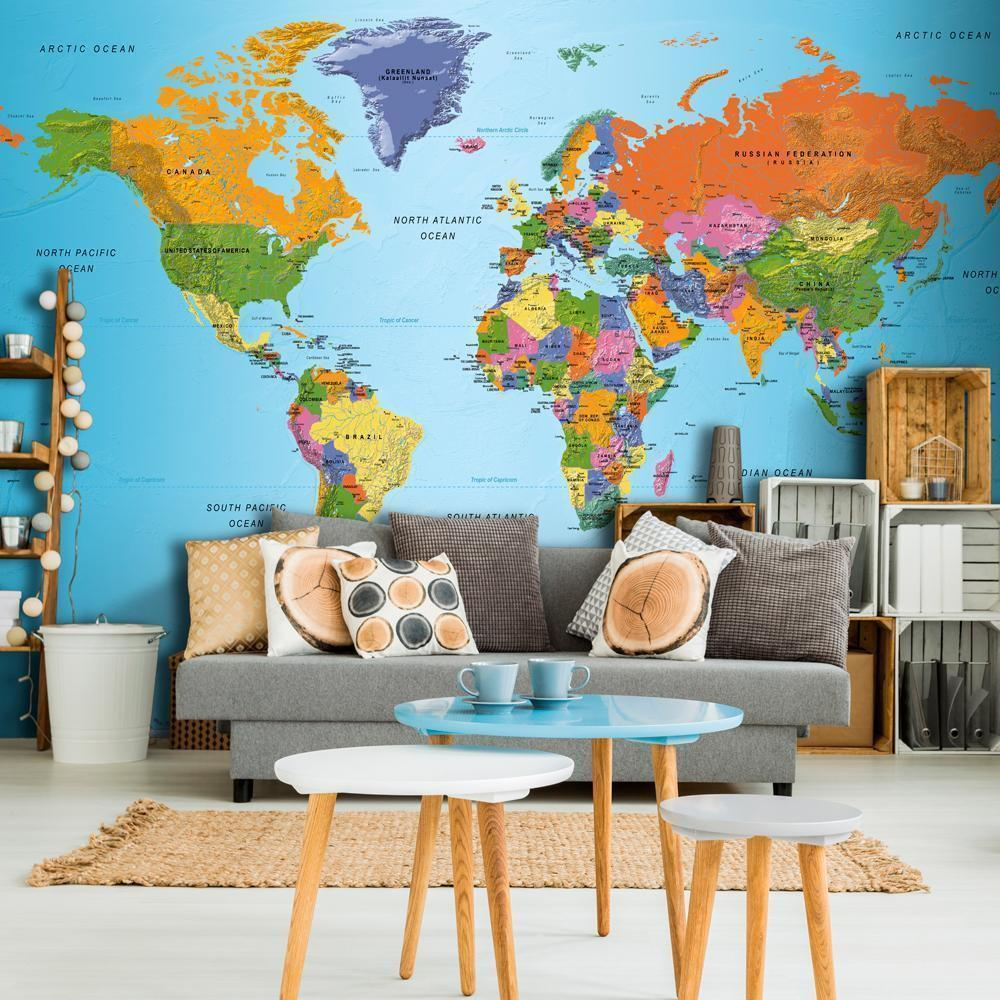 Wallpaper - World Map: Colourful Geography MyLibelula