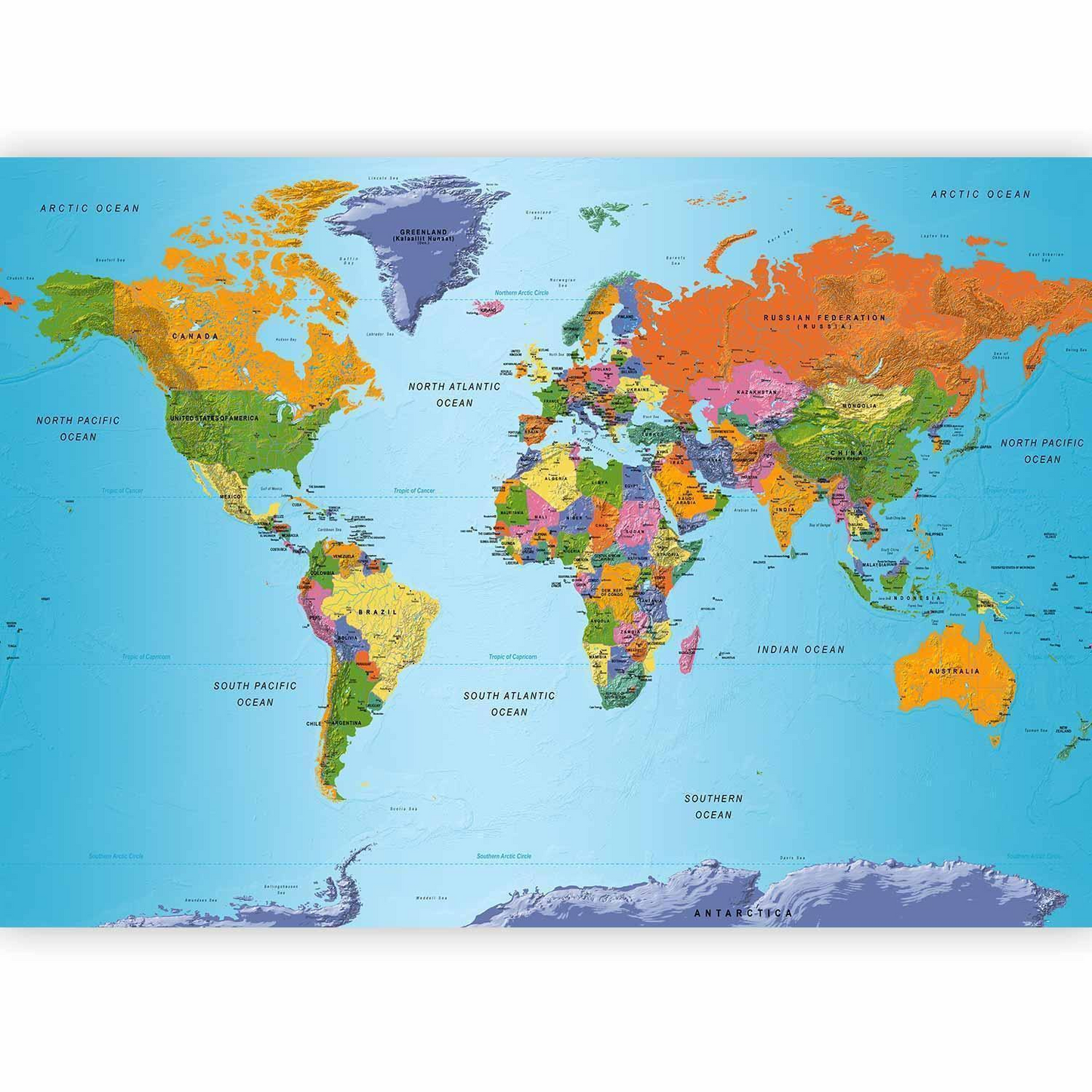 Wallpaper - World Map: Colourful Geography MyLibelula