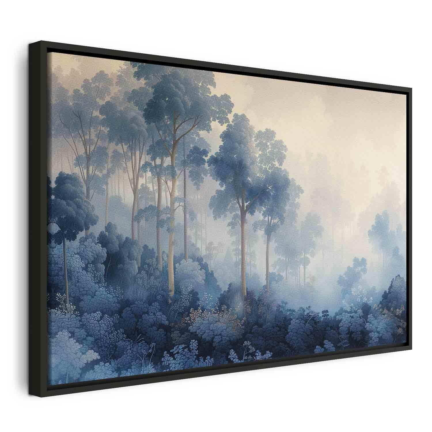 Decorative Wall Painting - Landscape with Trees in Illustrative Style Fairy-Tale Blue Forest MyLibelula