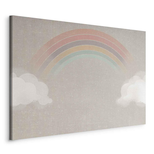 Decorative Wall Painting - Rainy June - Colorful Rainbow Emerging from Clouds on a Bright Background MyLibelula