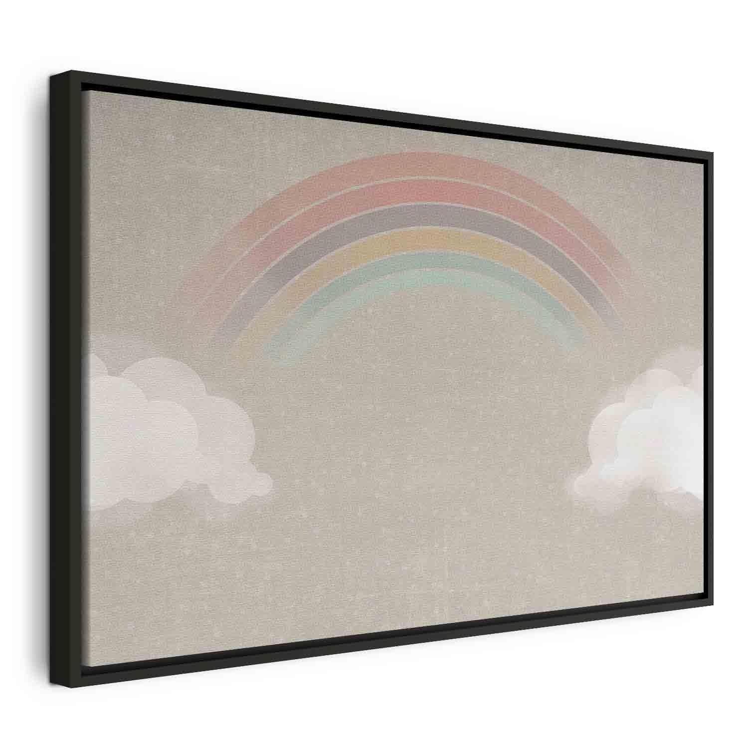 Decorative Wall Painting - Rainy June - Colorful Rainbow Emerging from Clouds on a Bright Background MyLibelula