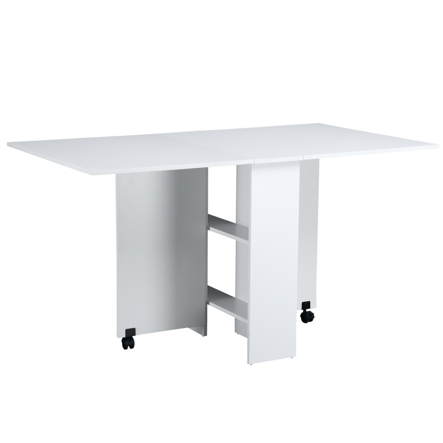 HOMCOM Mobile Drop Leaf Dining Kitchen Table - Space-Saving Folding Desk with Wheels and Storage MyLibelula