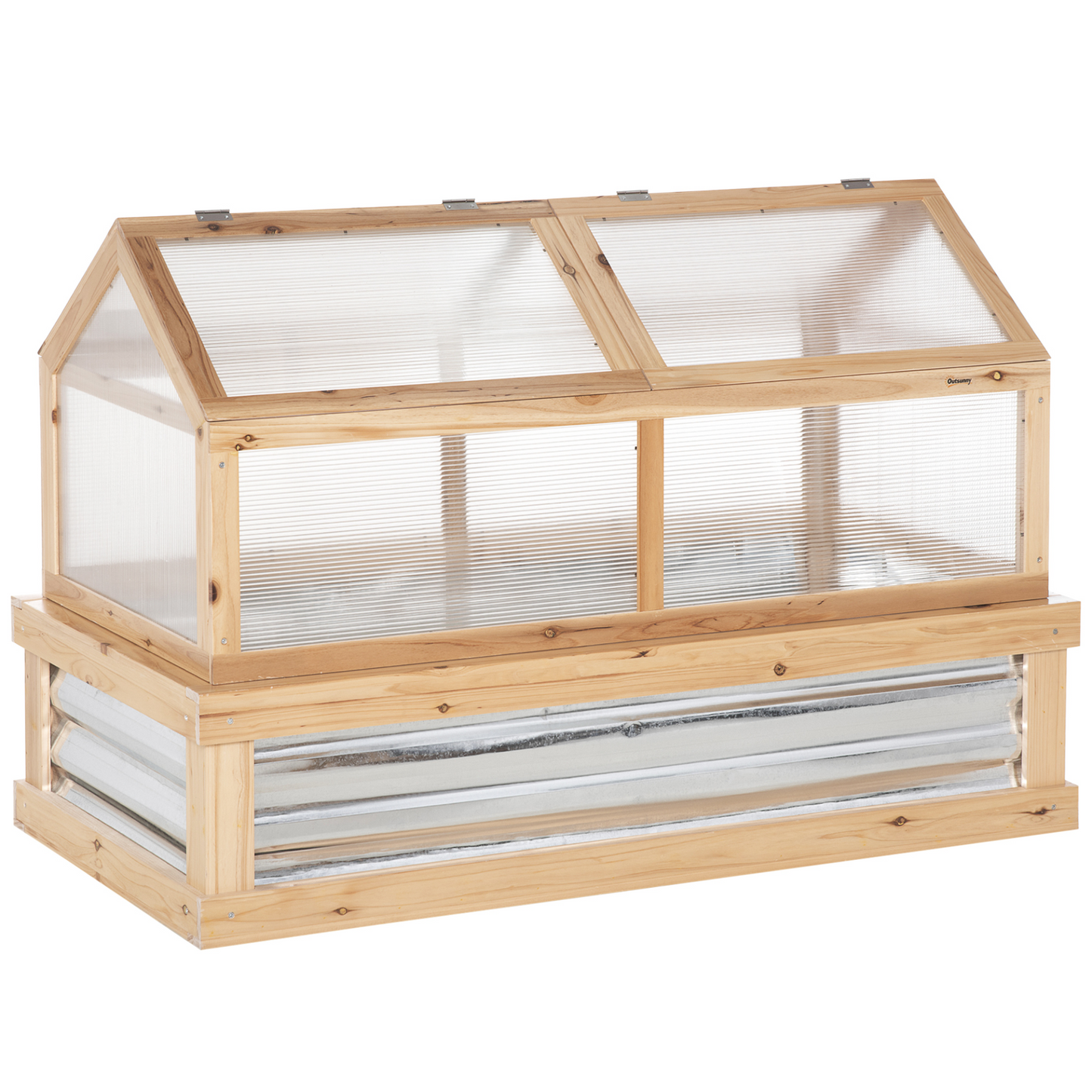 Outsunny Raised Garden Bed with Greenhouse Top - Wooden Cold Frame Greenhouse Planter, 122x61x81.7cm, Natural MyLibelula