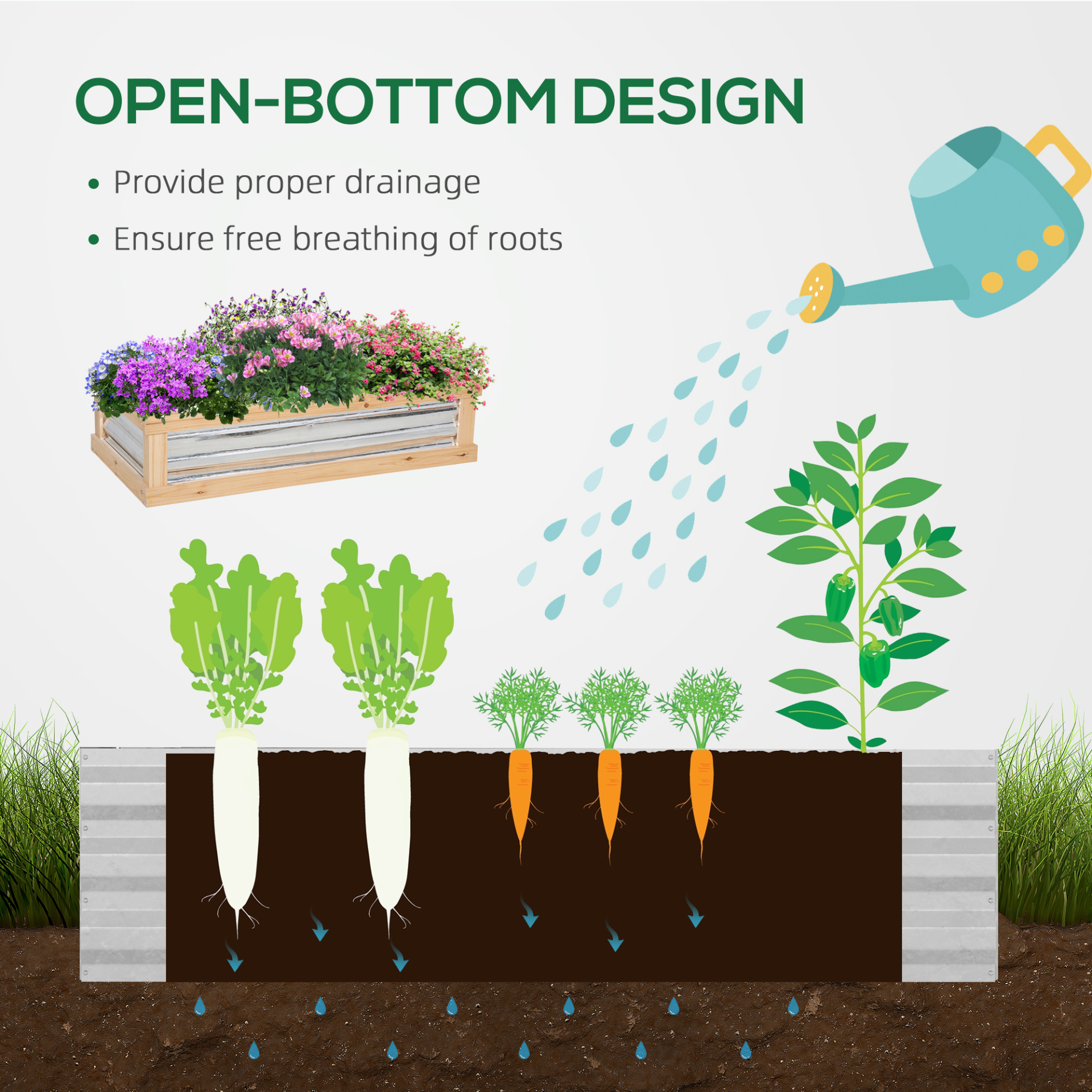 Outsunny Raised Garden Bed with Greenhouse Top - Wooden Cold Frame Greenhouse Planter, 122x61x81.7cm, Natural MyLibelula