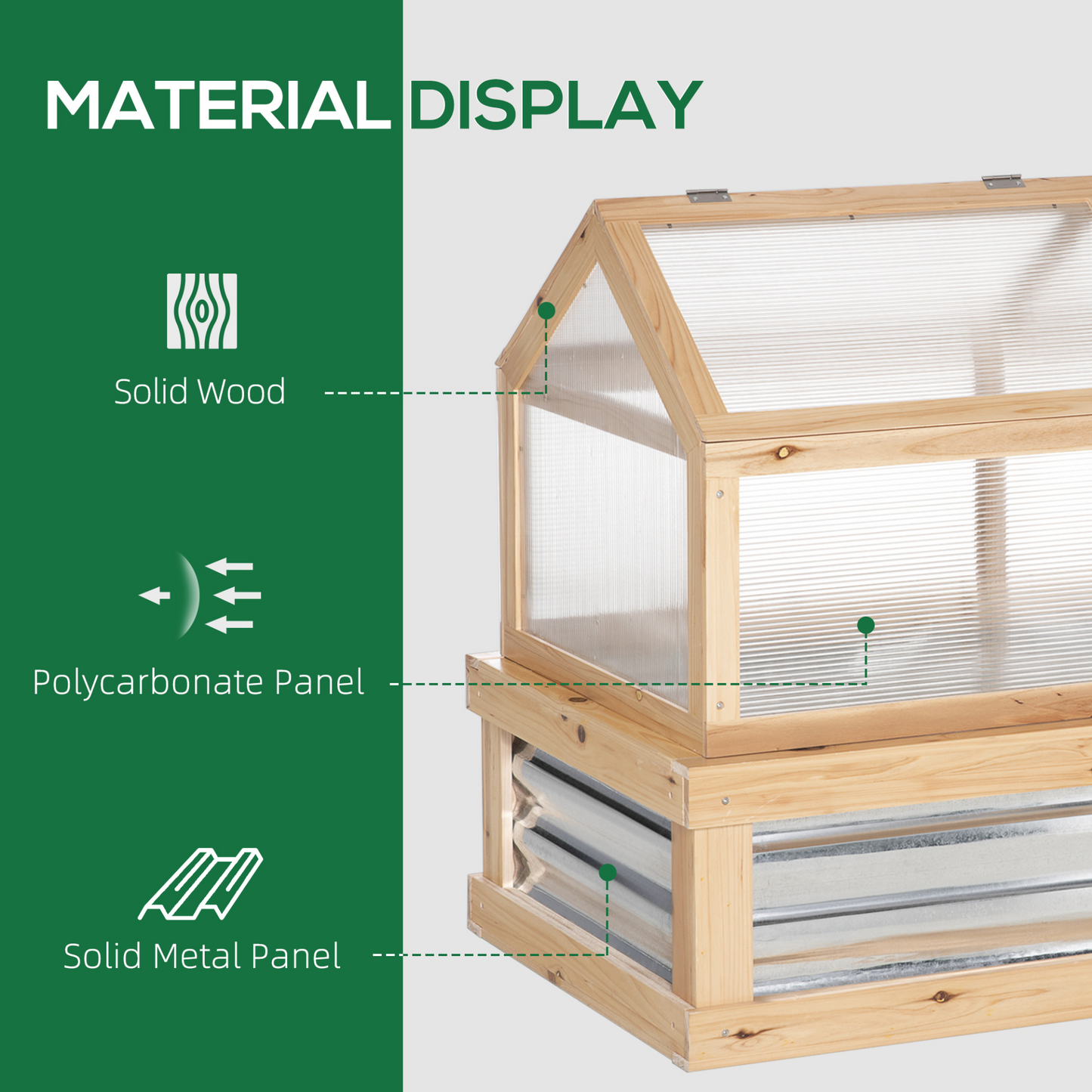 Outsunny Raised Garden Bed with Greenhouse Top - Wooden Cold Frame Greenhouse Planter, 122x61x81.7cm, Natural MyLibelula