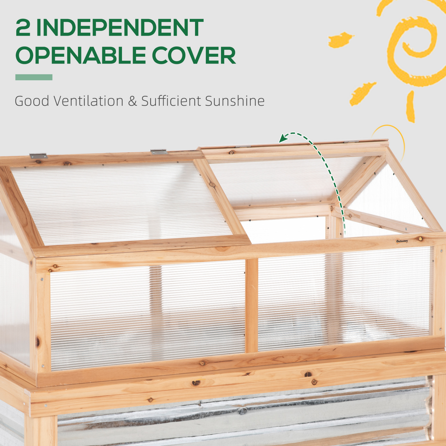 Outsunny Raised Garden Bed with Greenhouse Top - Wooden Cold Frame Greenhouse Planter, 122x61x81.7cm, Natural MyLibelula