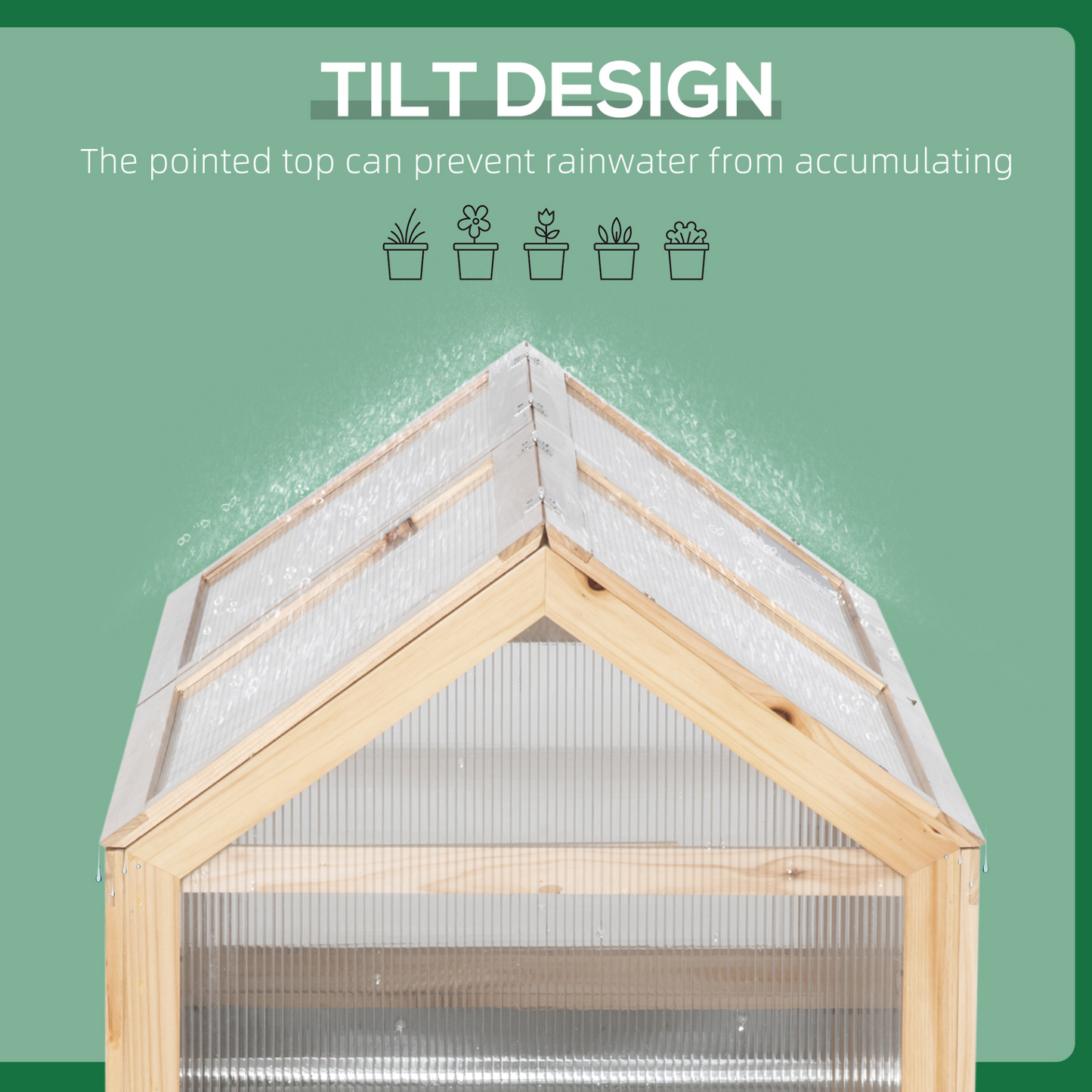 Outsunny Raised Garden Bed with Greenhouse Top - Wooden Cold Frame Greenhouse Planter, 122x61x81.7cm, Natural MyLibelula