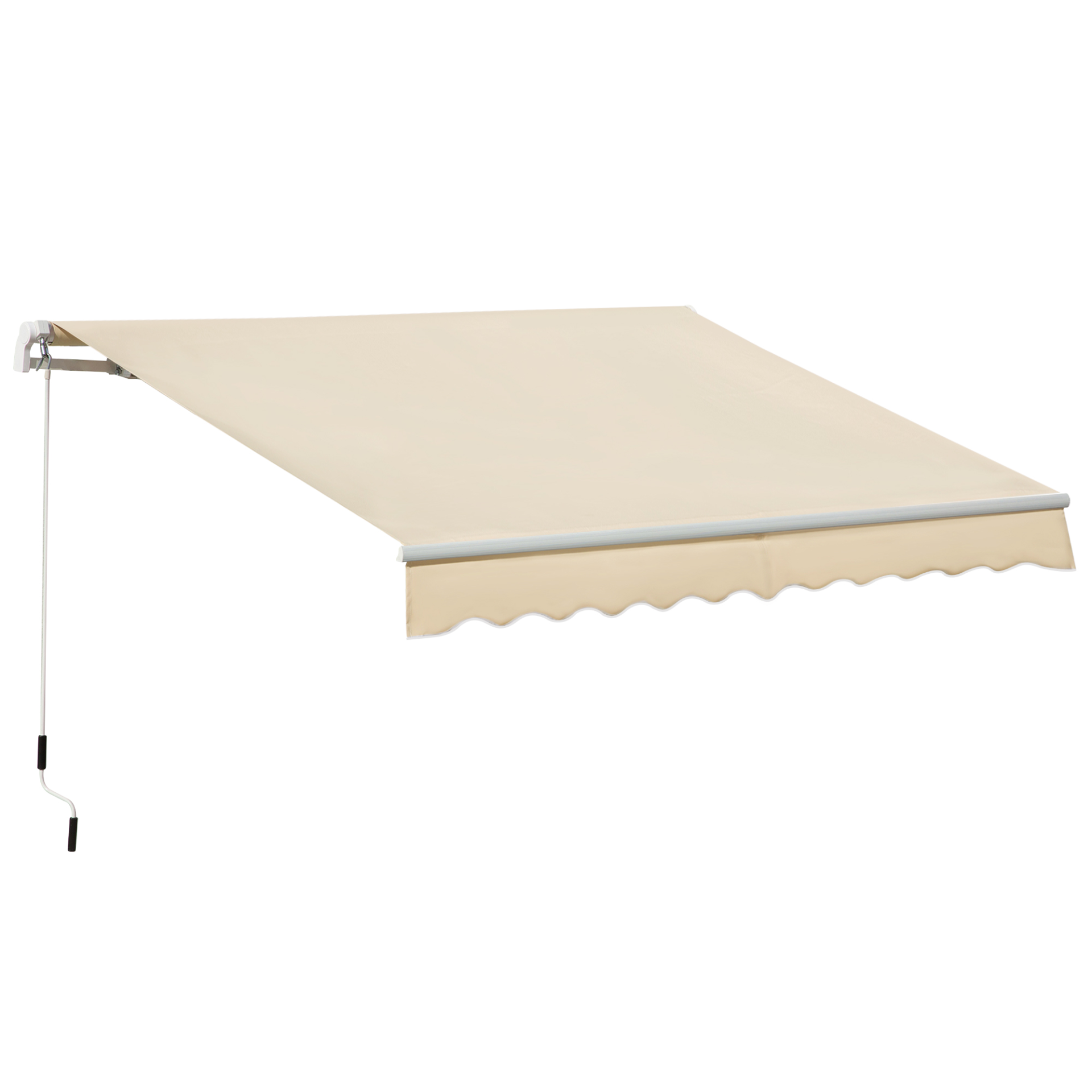 Outsunny 3.5x2.5m Manual Retractable Awning - Durable Weather Shade for Windows and Doors, Beige MyLibelula