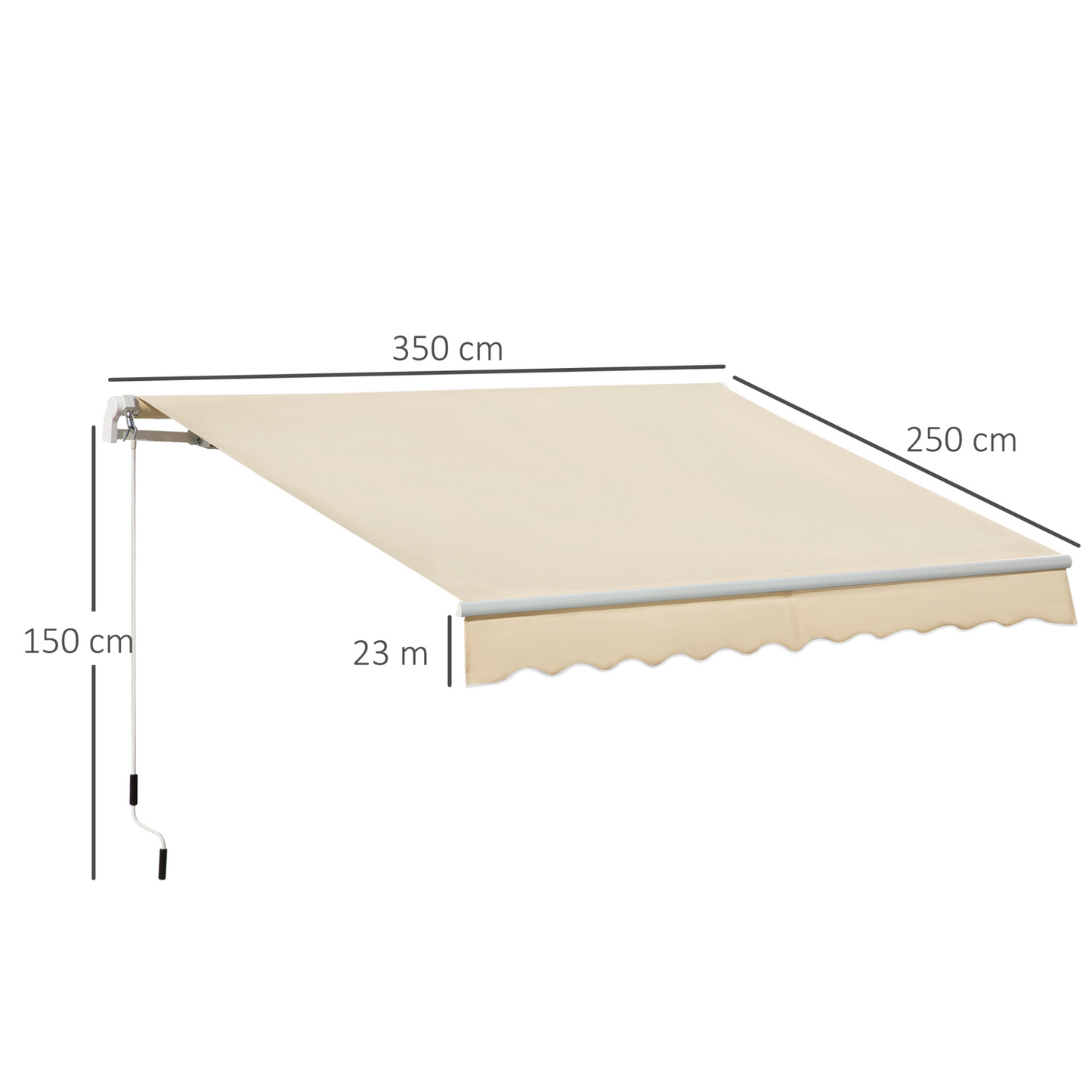 Outsunny 3.5x2.5m Manual Retractable Awning - Durable Weather Shade for Windows and Doors, Beige MyLibelula